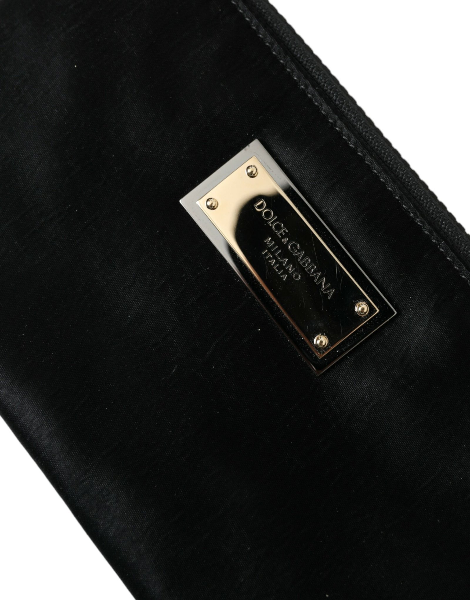 Dolce & Gabbana Black Nylon Logo Plaque Keyring Pouch Clutch Bags - Image 5