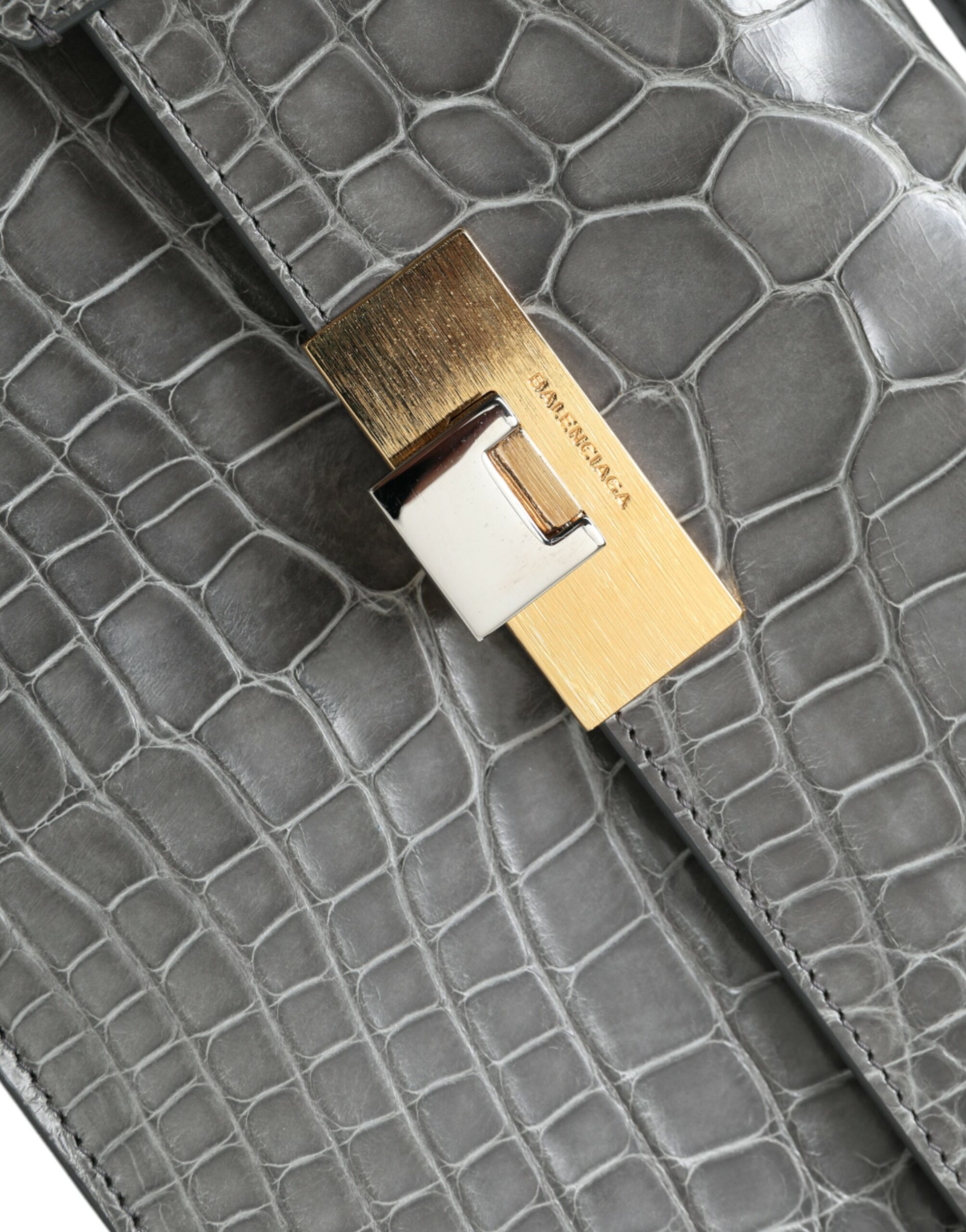 Balenciaga Gray Exotic Leather Medium Shoulder Hand Purse Bag - Image 5