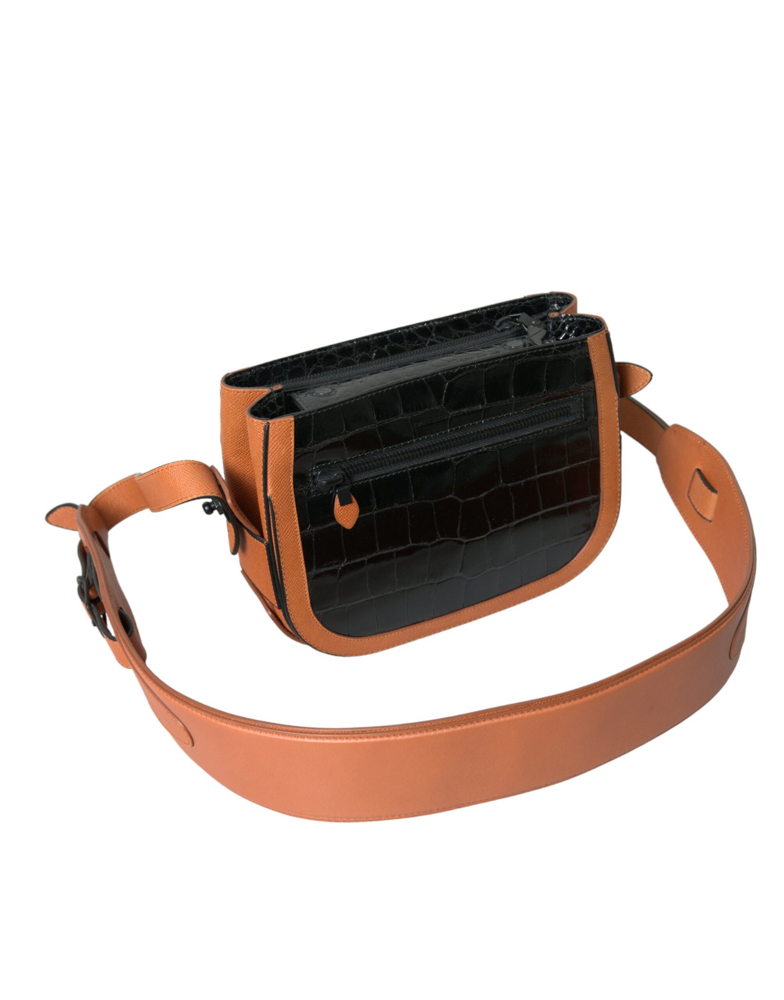 Balenciaga Black Brown Exotic Skin Leather Shoulder Camera Purse Bag - Image 2