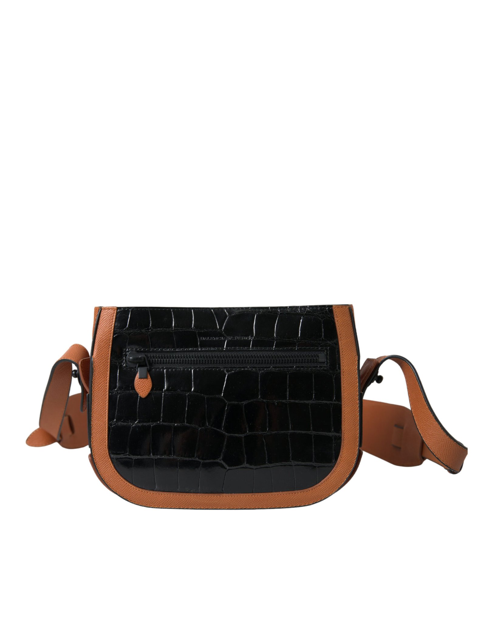 Balenciaga Black Brown Exotic Skin Leather Shoulder Camera Purse Bag - Image 3