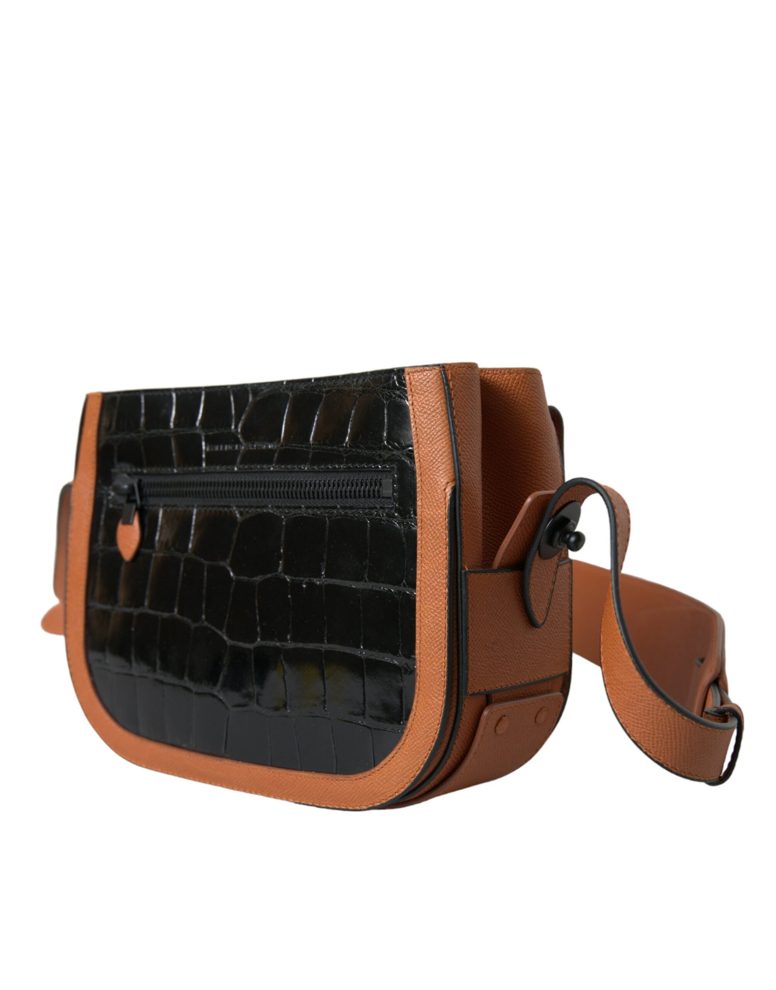 Balenciaga Black Brown Exotic Skin Leather Shoulder Camera Purse Bag - Image 4