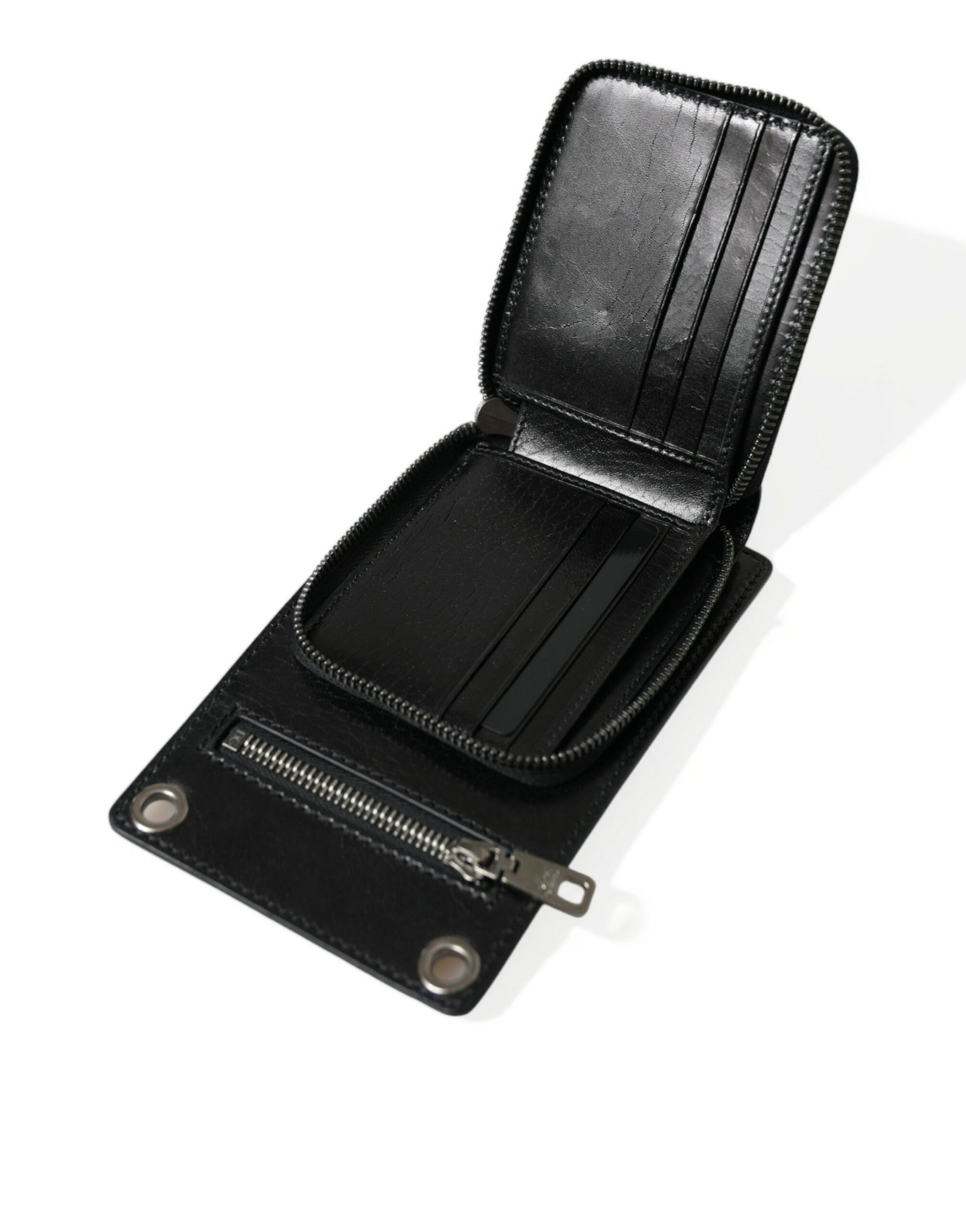 Dolce & Gabbana Wallet Black Horse Leather Zip Logo Cross Body Phone Slot - Image 4
