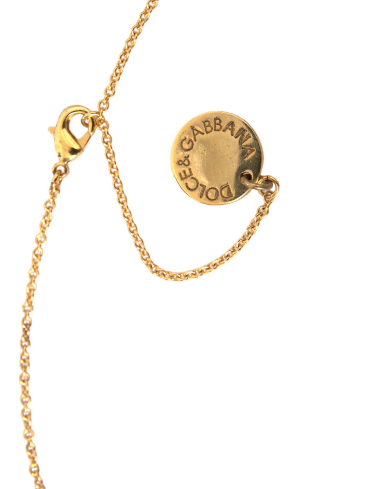 Dolce & Gabbana Gold Brass Chain Dog Heart Pendant Charm Necklace - Image 3