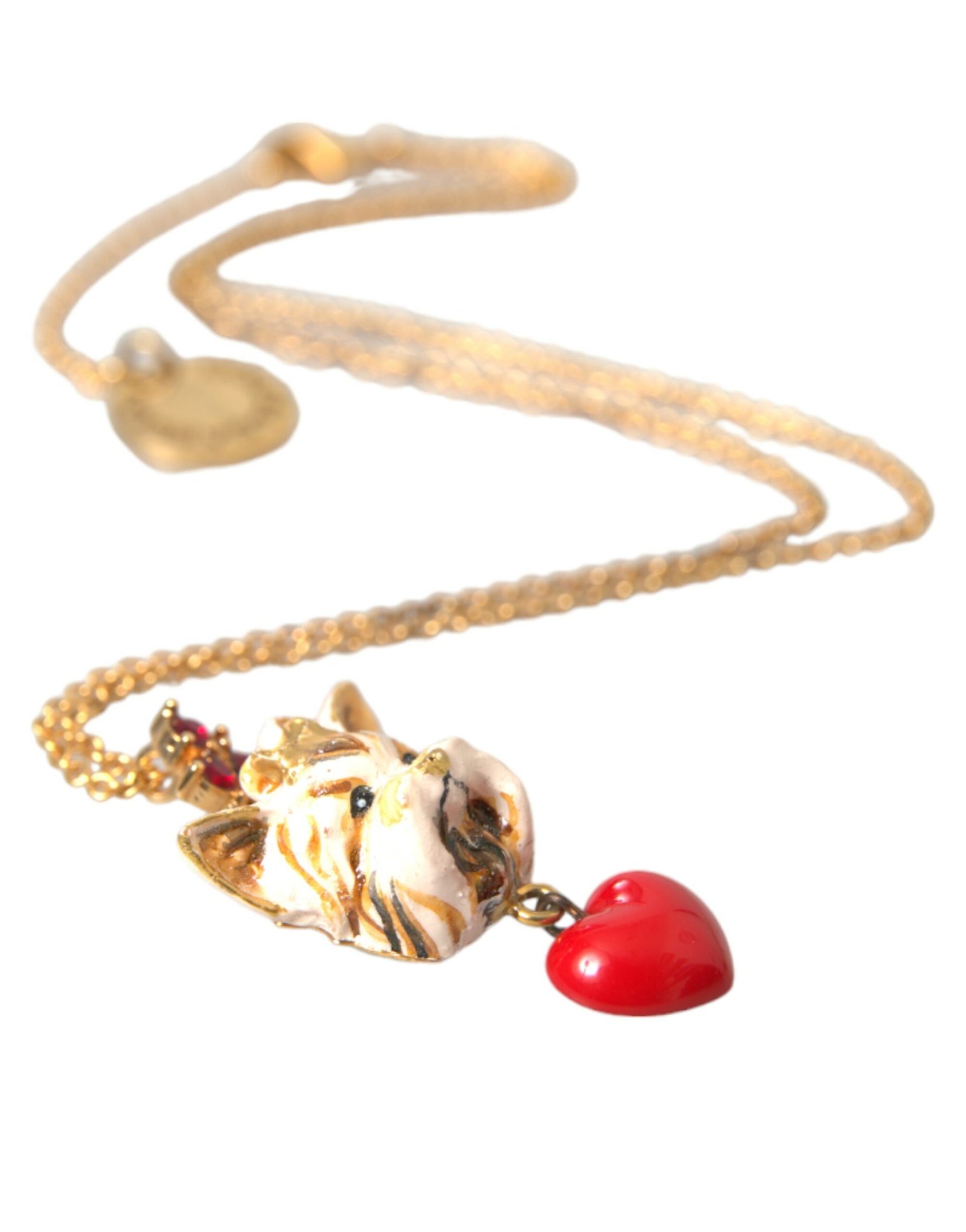 Dolce & Gabbana Gold Brass Chain Dog Heart Pendant Charm Necklace - Image 5