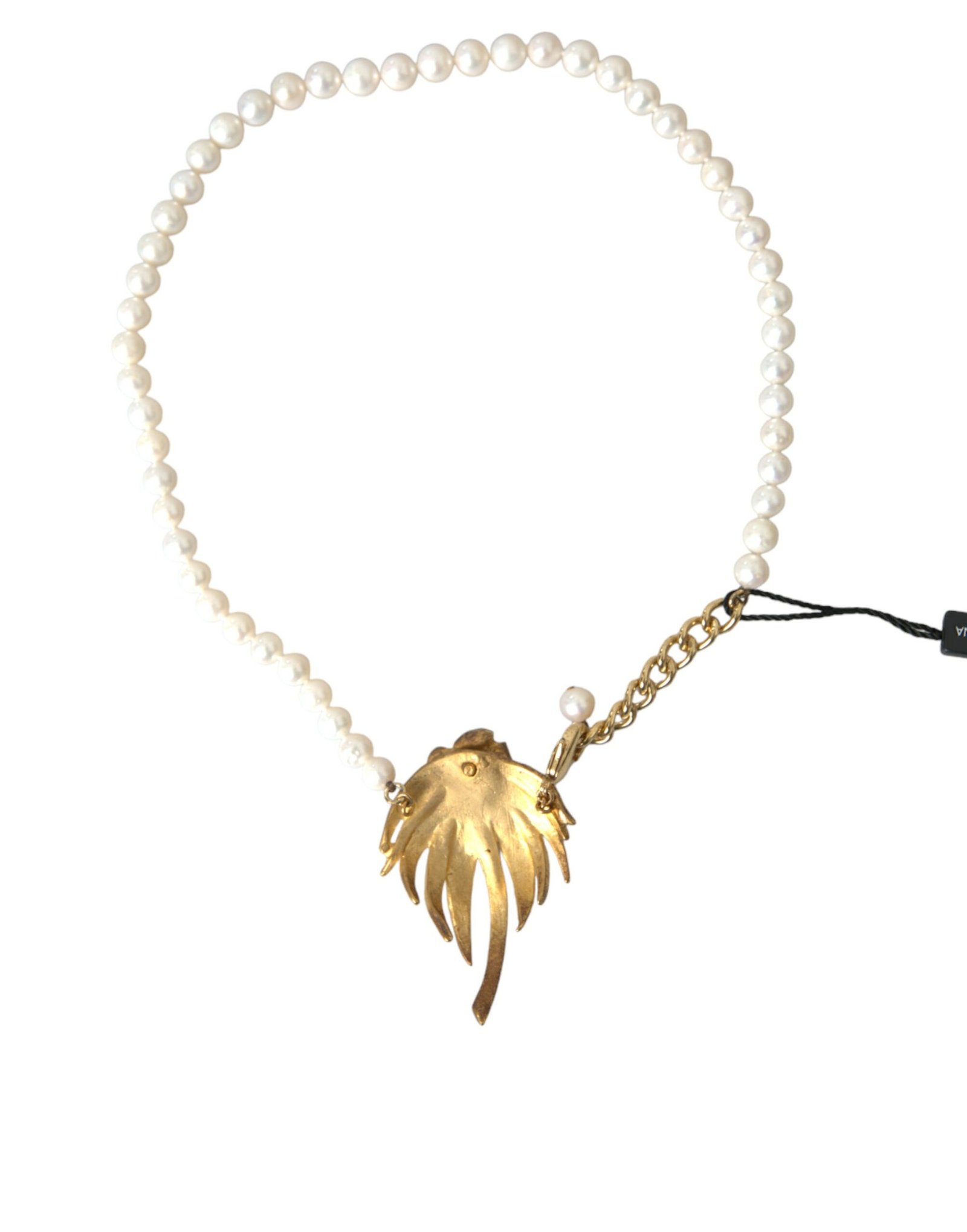 Dolce & Gabbana Gold Brass Crystal Pearl Tree Pendant Charm Necklace - Image 4