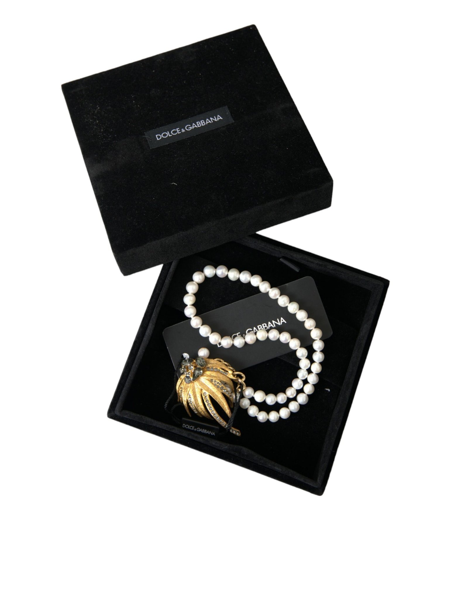 Dolce & Gabbana Gold Brass Crystal Pearl Tree Pendant Charm Necklace - Image 6