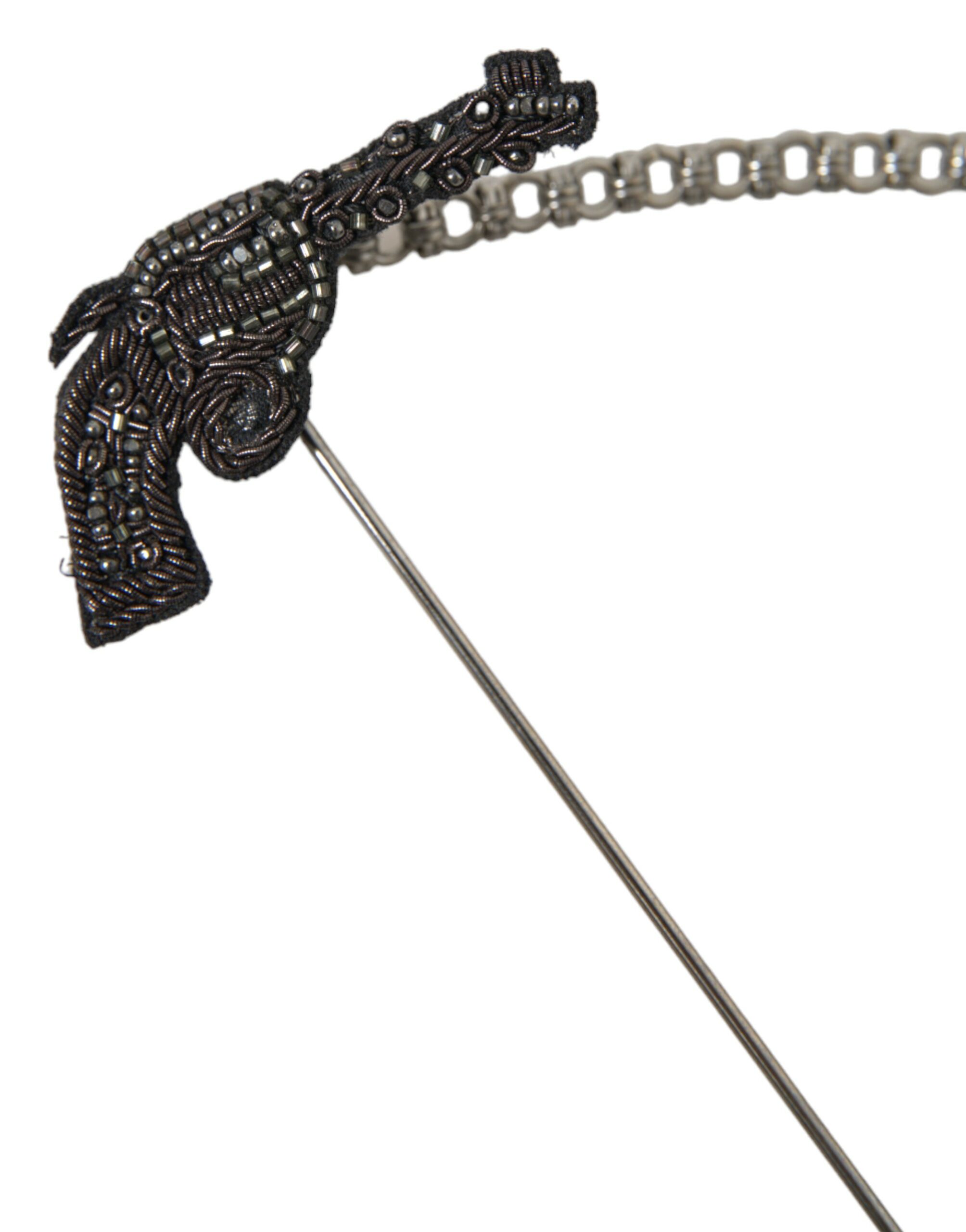 Dolce & Gabbana Brass Copper Silk Revolver Gun Men Brooch Lapel Pin - Image 5