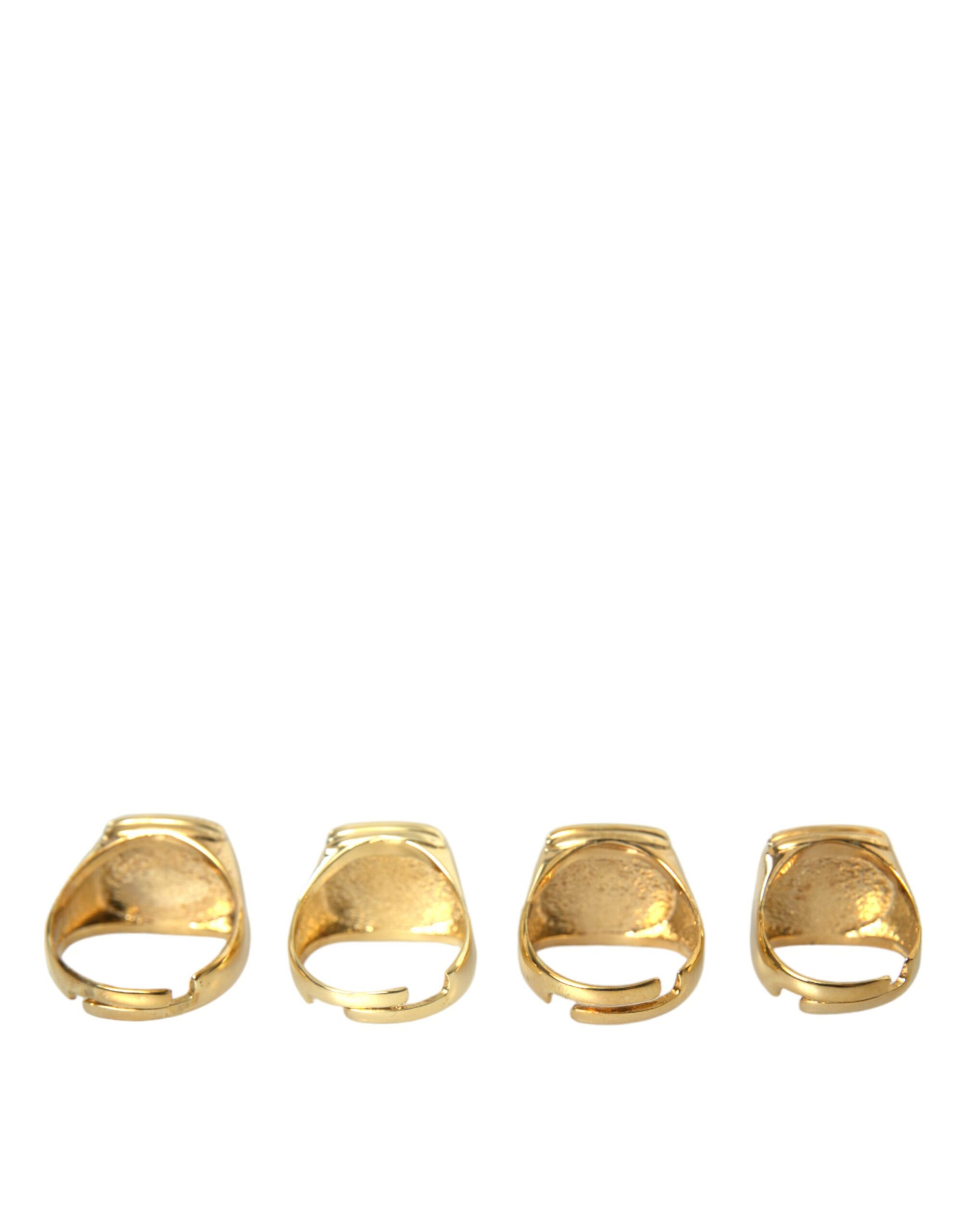 Dolce & Gabbana Gold Brass KING Enamel Set of 4 Ring - Image 5