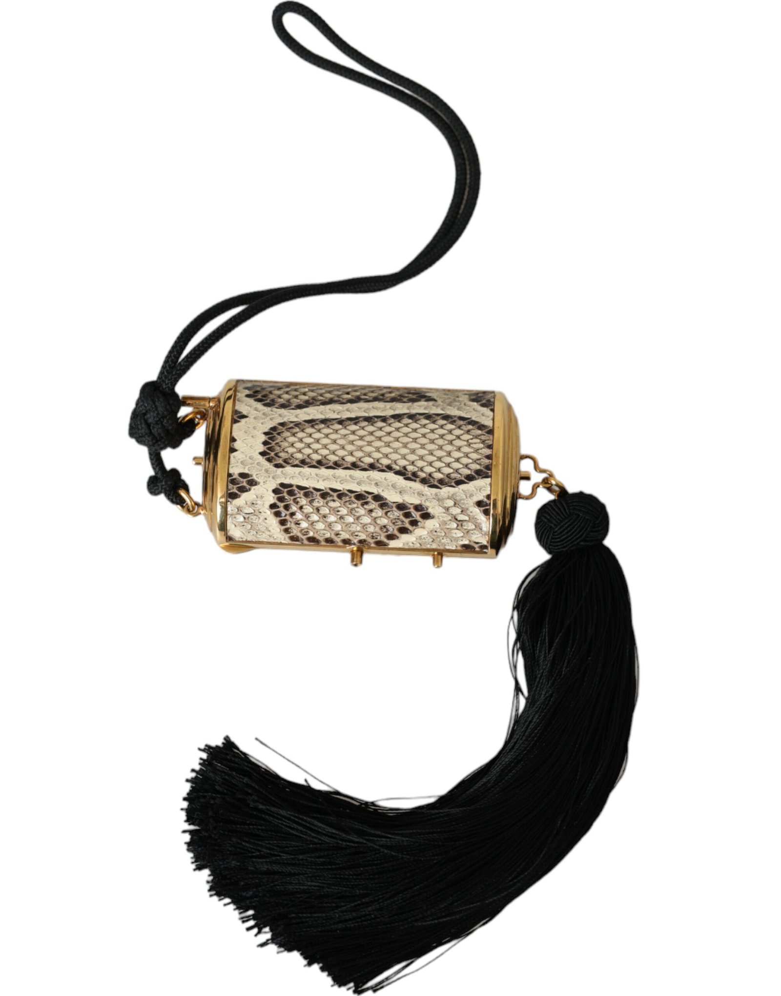 Dolce & Gabbana Beige Exotic Leather Mini Mirror Tassel Make Up Holder Bag - Image 2