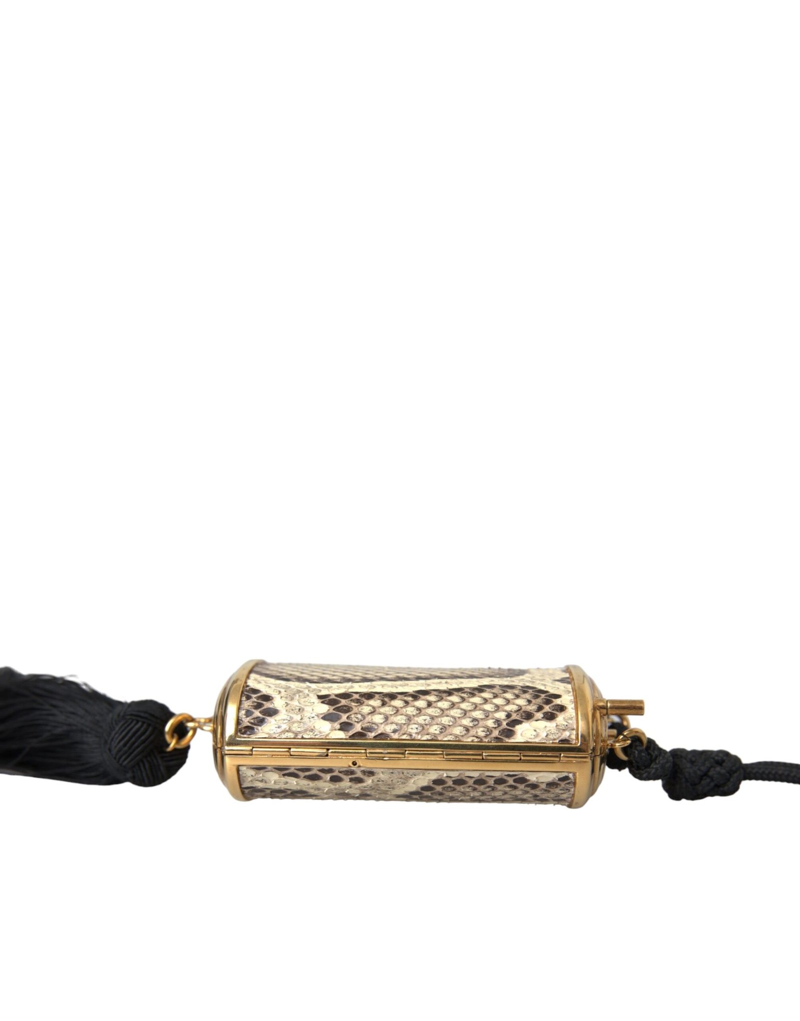 Dolce & Gabbana Beige Exotic Leather Mini Mirror Tassel Make Up Holder Bag - Image 4