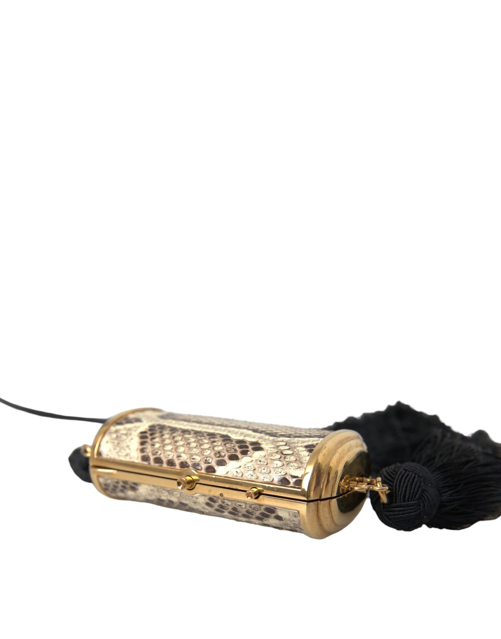 Dolce & Gabbana Beige Exotic Leather Mini Mirror Tassel Make Up Holder Bag - Image 5