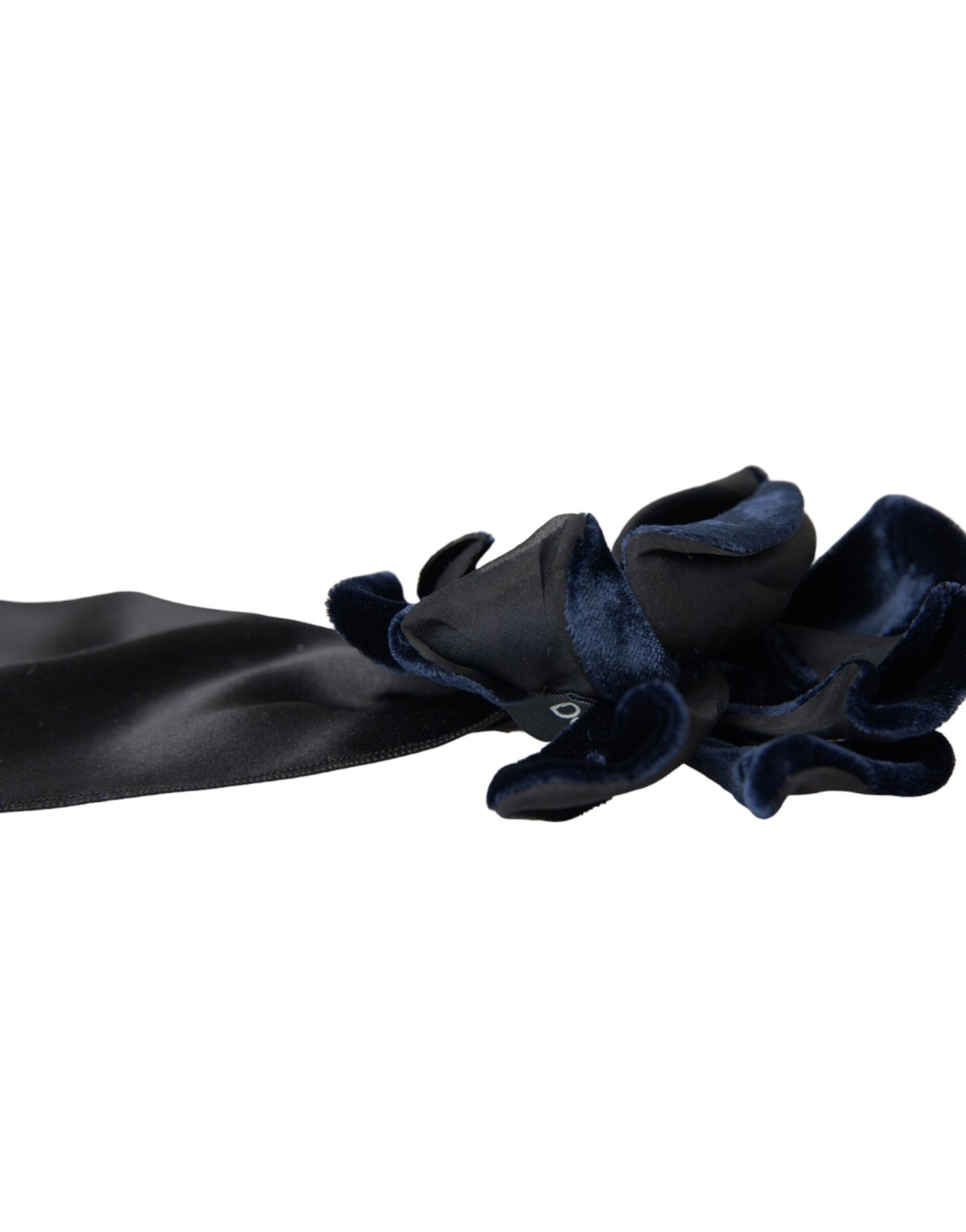 Dolce & Gabbana Black Silk Gold Brass Floral Hair Pin Brooch - Image 6