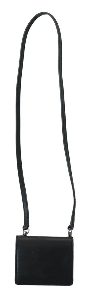 Dolce & Gabbana Black Leather Bifold Shoulder Sling Women Wallet - Image 4