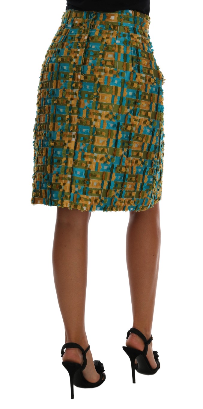 Dolce & Gabbana Multicolor Jacquard Straight Pencil Skirt - Image 3