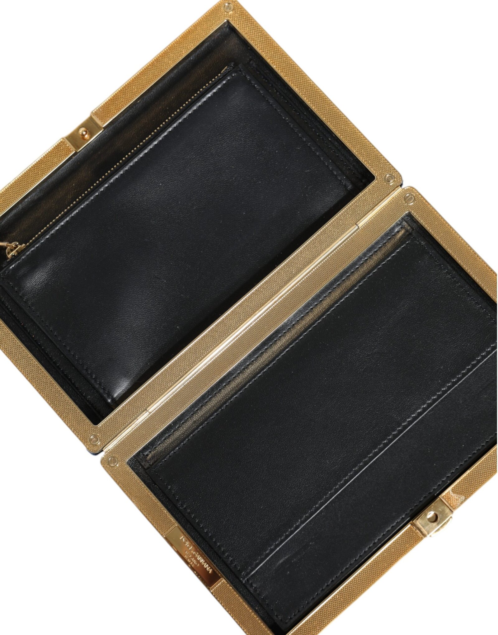 Dolce & Gabbana Blue Velvet Gold Frame Clutch Evening Party Purse Bag - Image 5