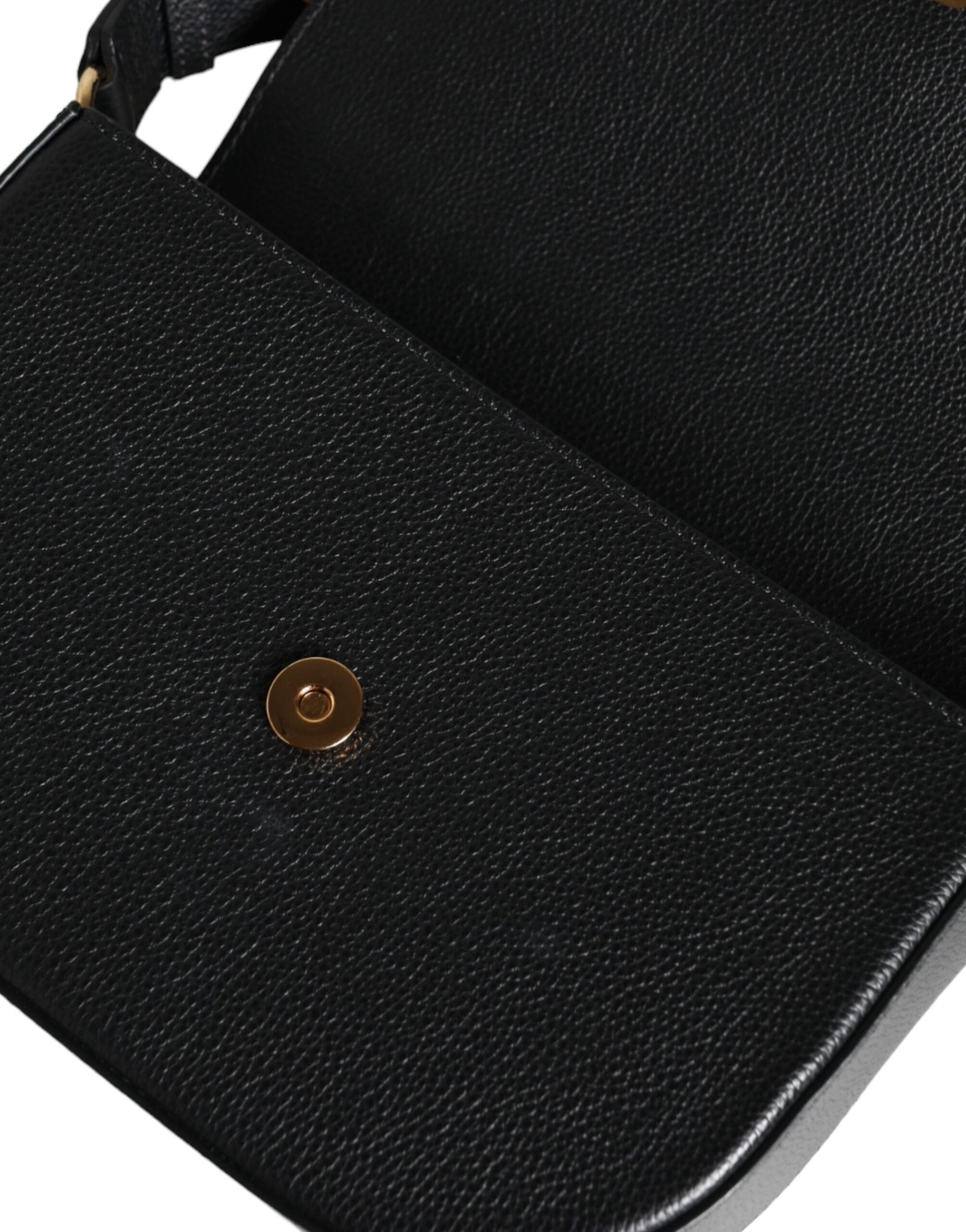 Versace Black Grainy Calf Leather Logo Crossbody Shoulder Bag - Image 4