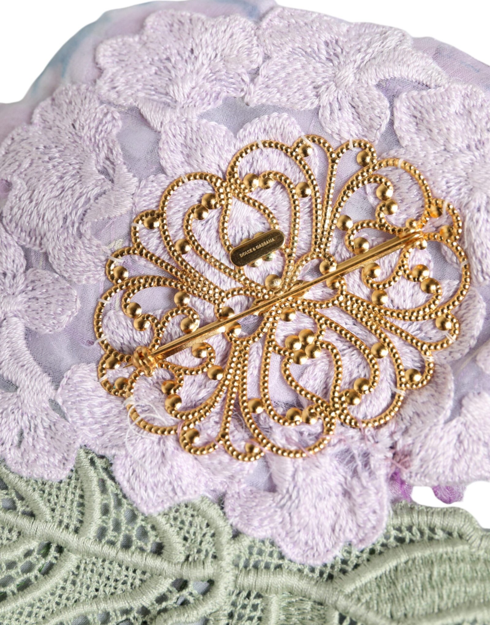 Dolce & Gabbana Multicolor Hydrangea Gold Brass Pin Brooch - Image 3