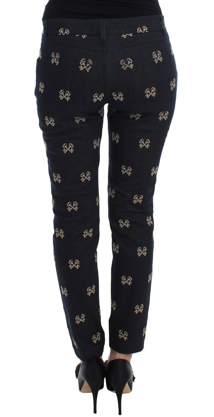 Dolce & Gabbana Blue Key Embroidered Slim Fit KATE Jeans - Image 3