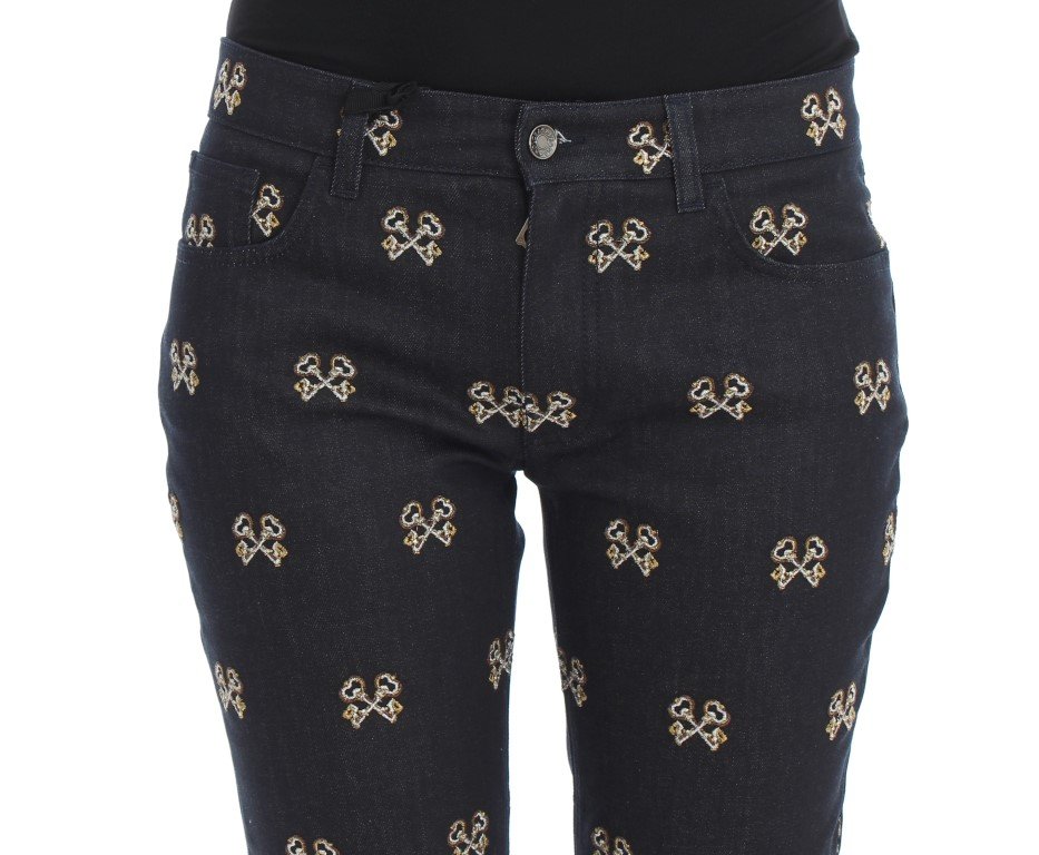 Dolce & Gabbana Blue Key Embroidered Slim Fit KATE Jeans - Image 5