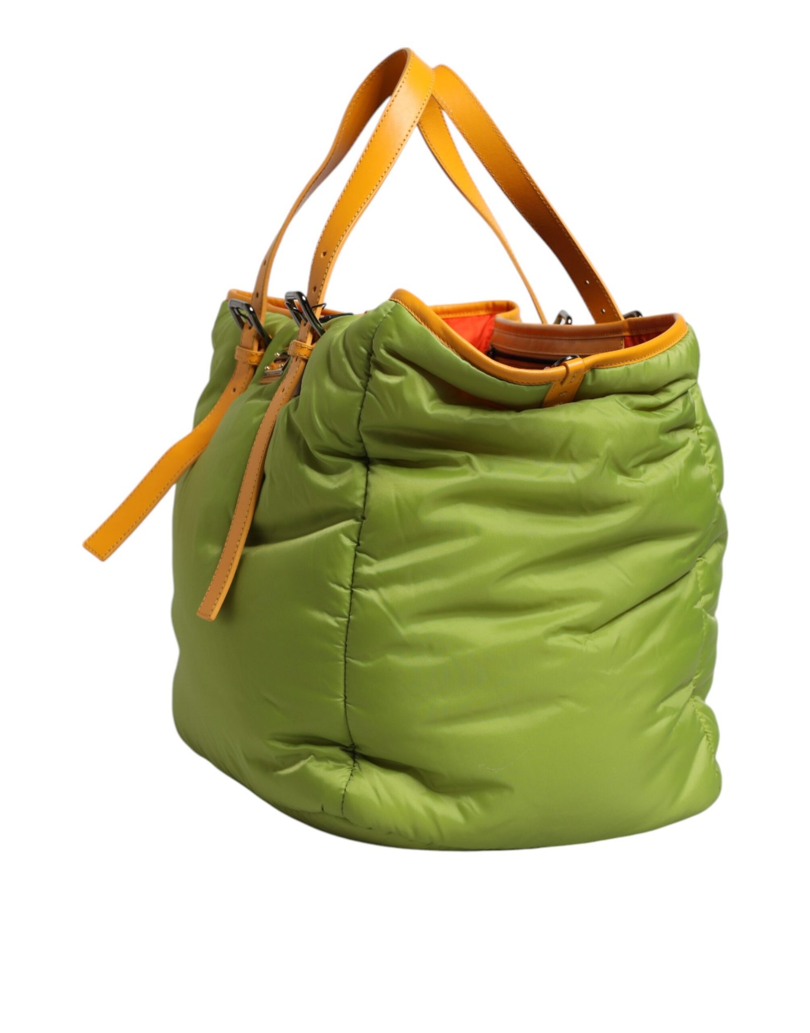 Dolce & Gabbana Green Nylon Padded Logo Plaque Tote Crossbody Bag - Image 3
