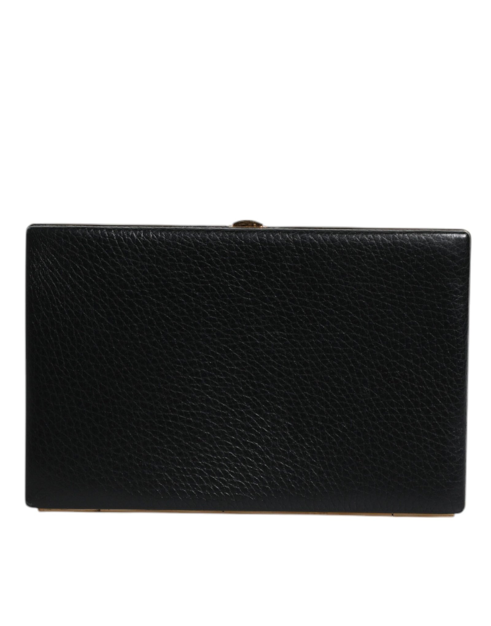 Dolce & Gabbana Black Leather Gold Frame Clutch Evening Party Purse Bag - Image 2