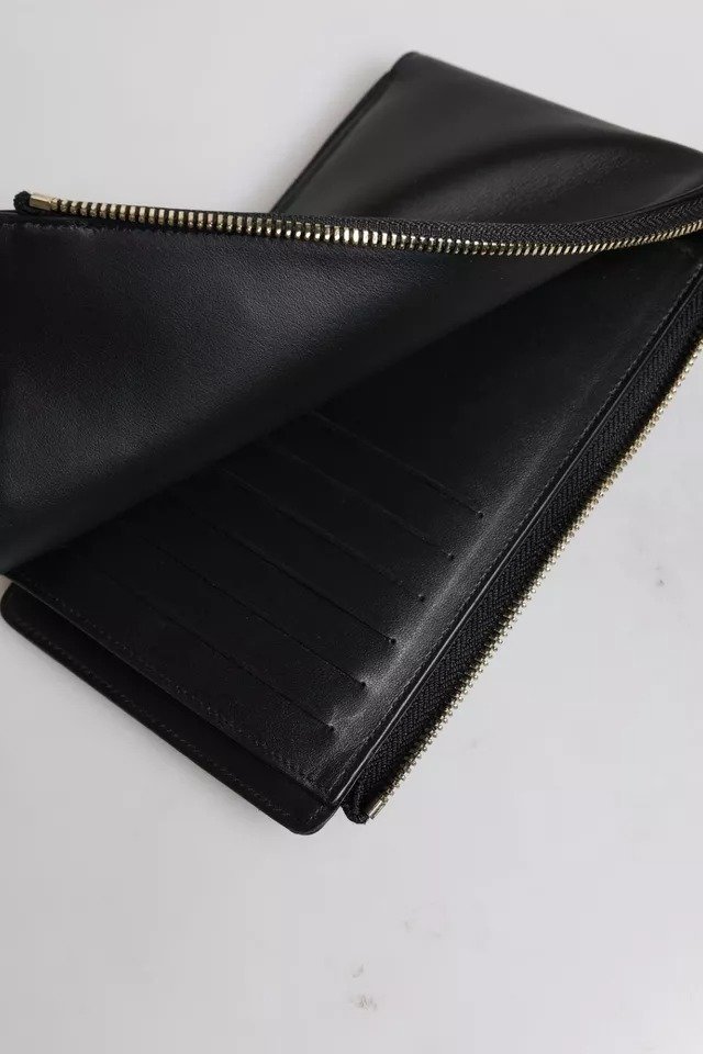 Dolce & Gabbana Black Leather Logo Plaque Neck Strap Card Coin Wallet - Image 7