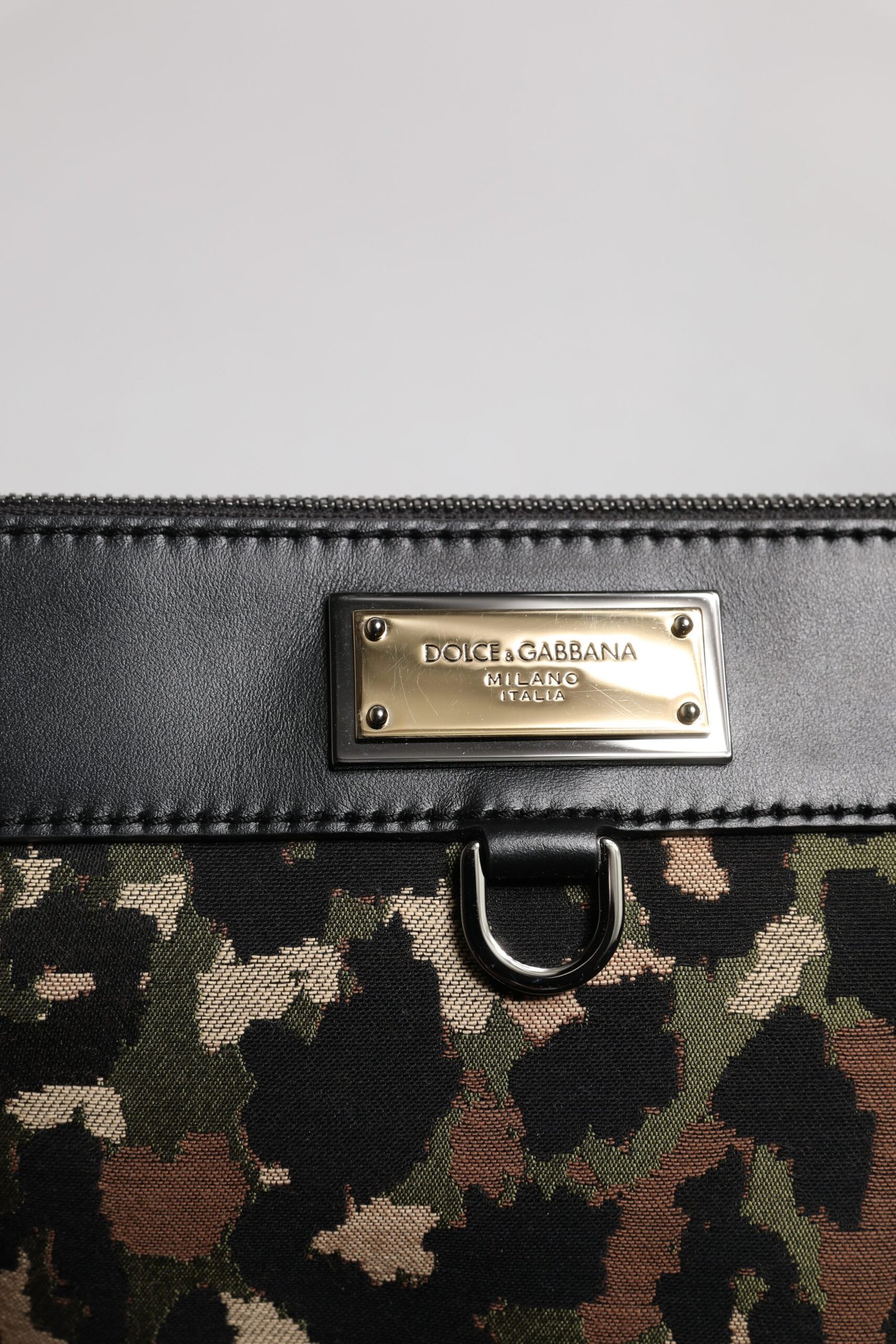 Dolce & Gabbana Multicolor Leopard Jacquard Print Logo Plaque Pouch Bag - Image 6