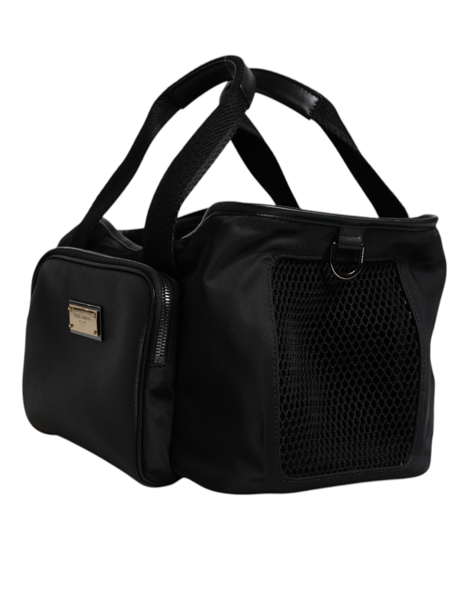 Dolce & Gabbana Black Shoulder Strap Pet Carry Logo Plaque Bag - Image 4