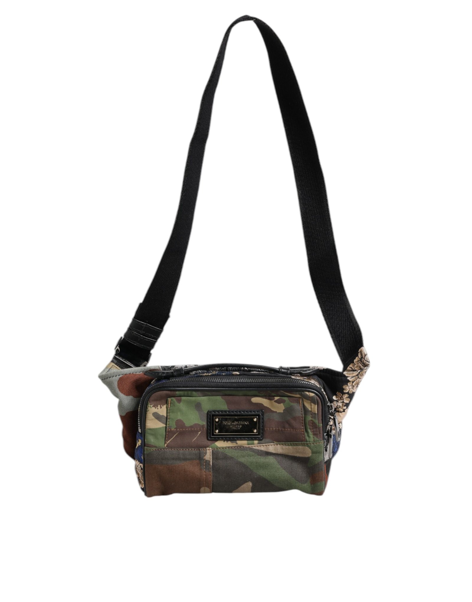 Dolce & Gabbana Multicolor Camouflage Patchwork Logo Waist Fanny Pack Bag - Image 6