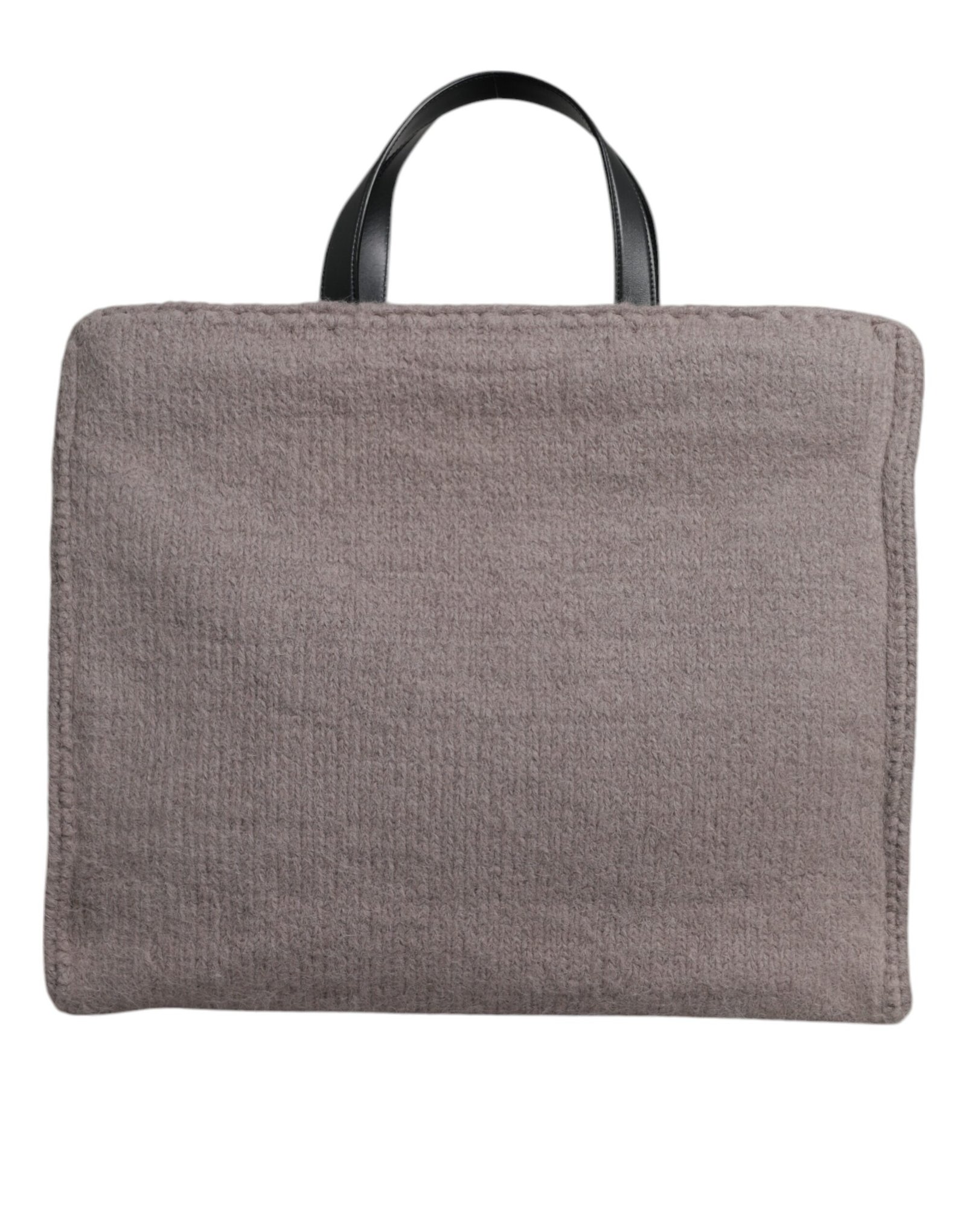 Dolce & Gabbana Grey Alpaca Wool Logo Plaque Tote Shoulder Bag - Image 5