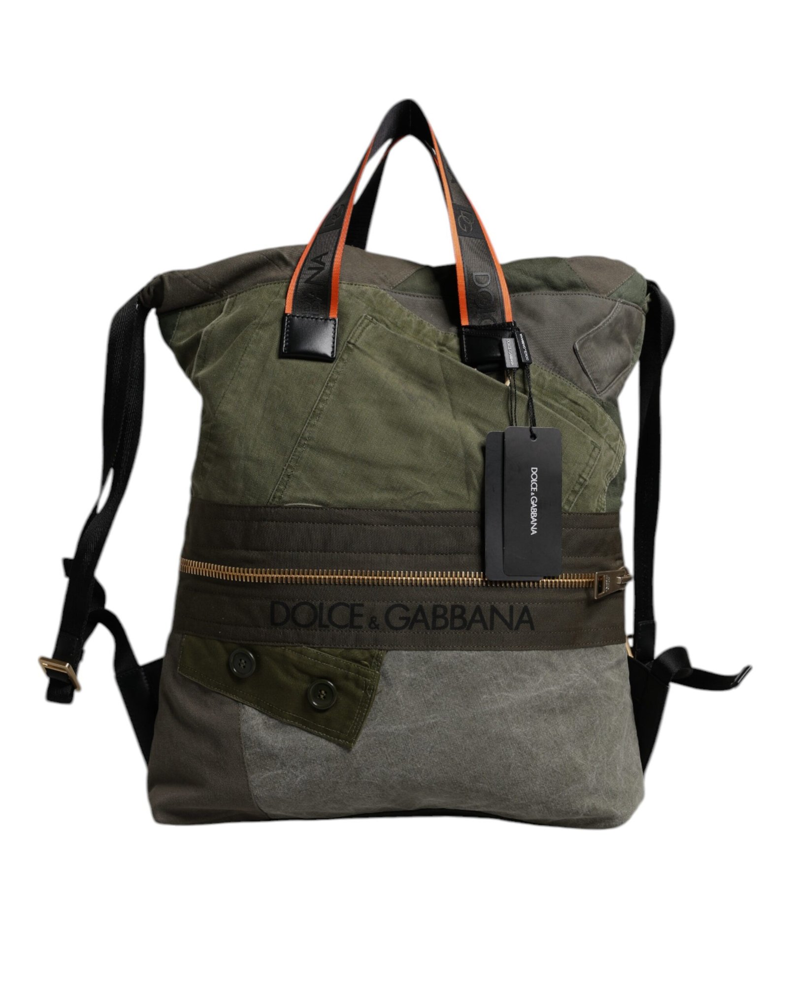 Dolce & Gabbana Military Green Patchwork Rucksack Backpack Bag - Image 2