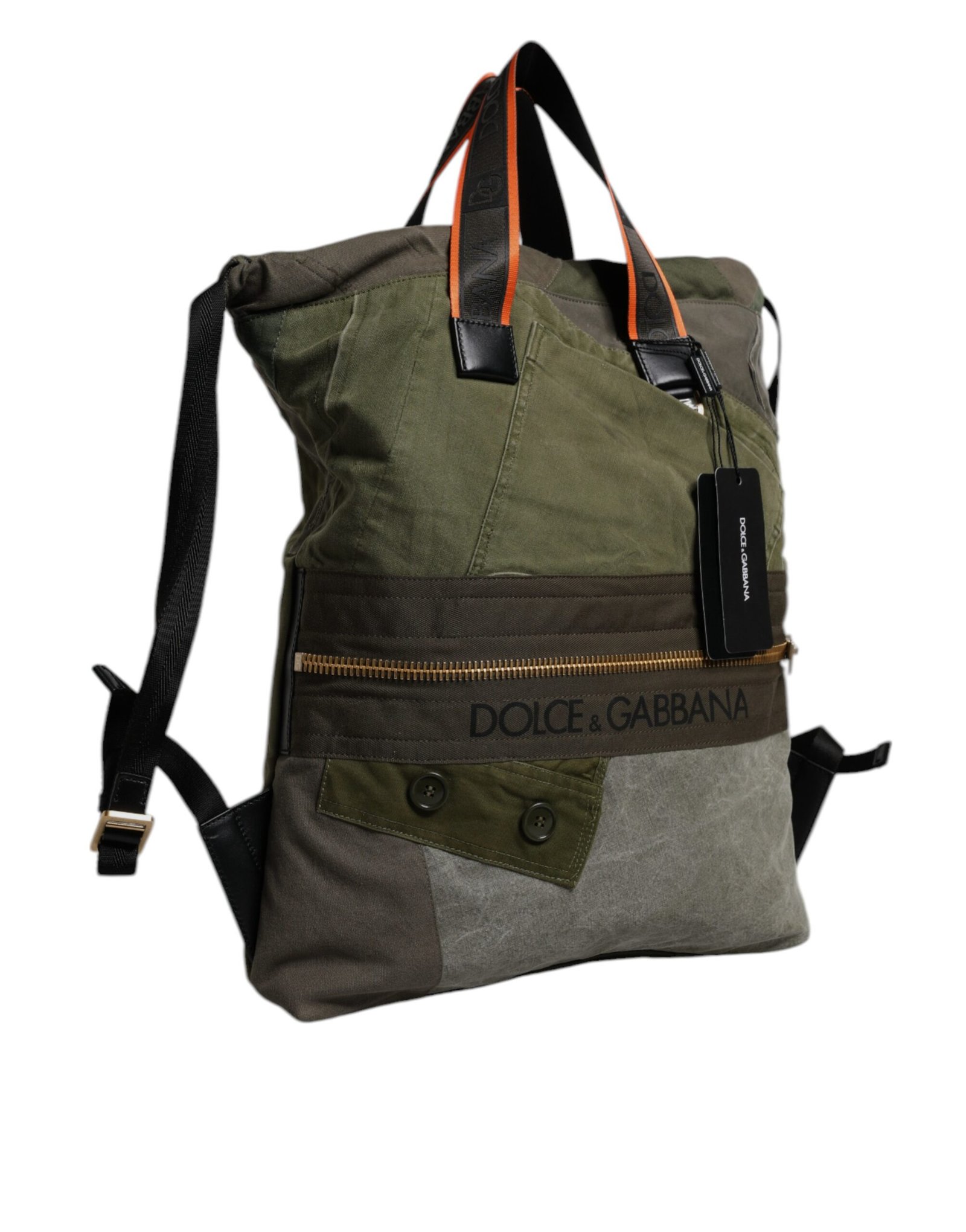 Dolce & Gabbana Military Green Patchwork Rucksack Backpack Bag - Image 3