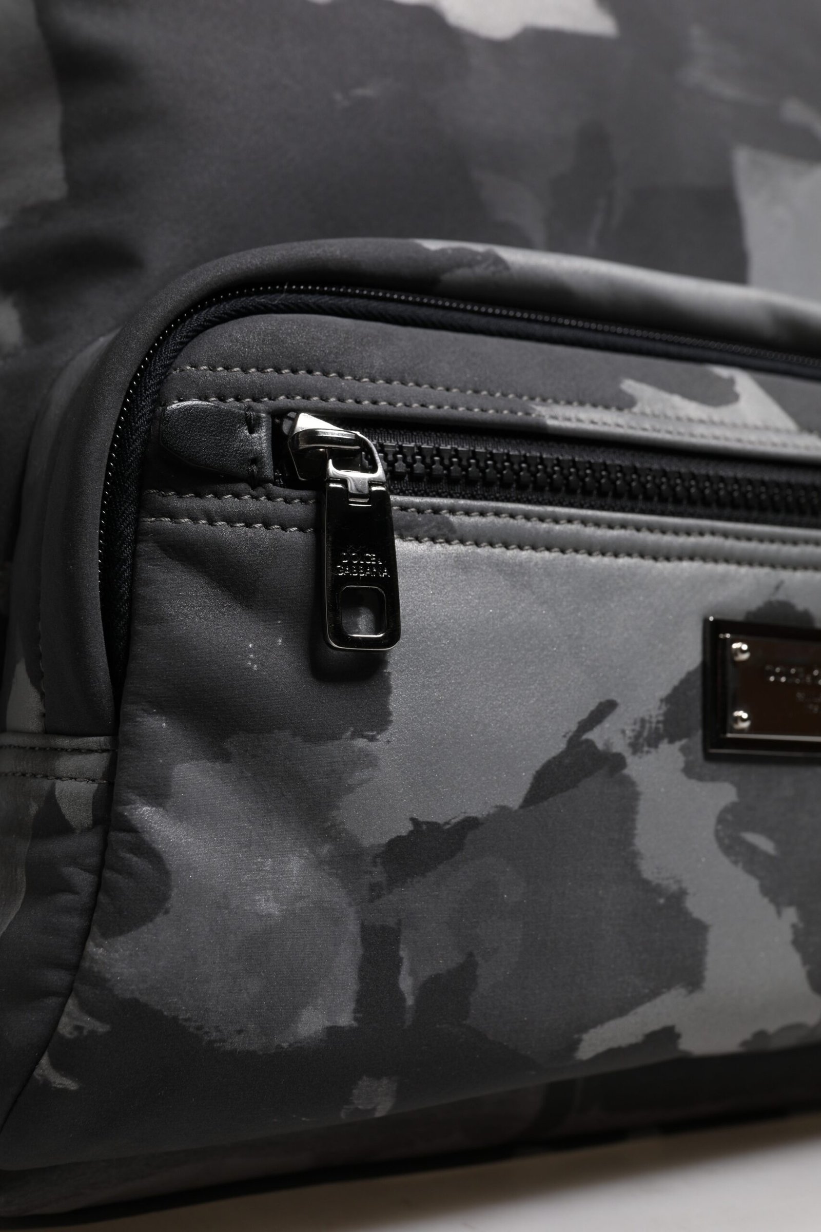 Dolce & Gabbana Gray Cotton Camouflage Logo Plaque Backpack Bag - Image 8