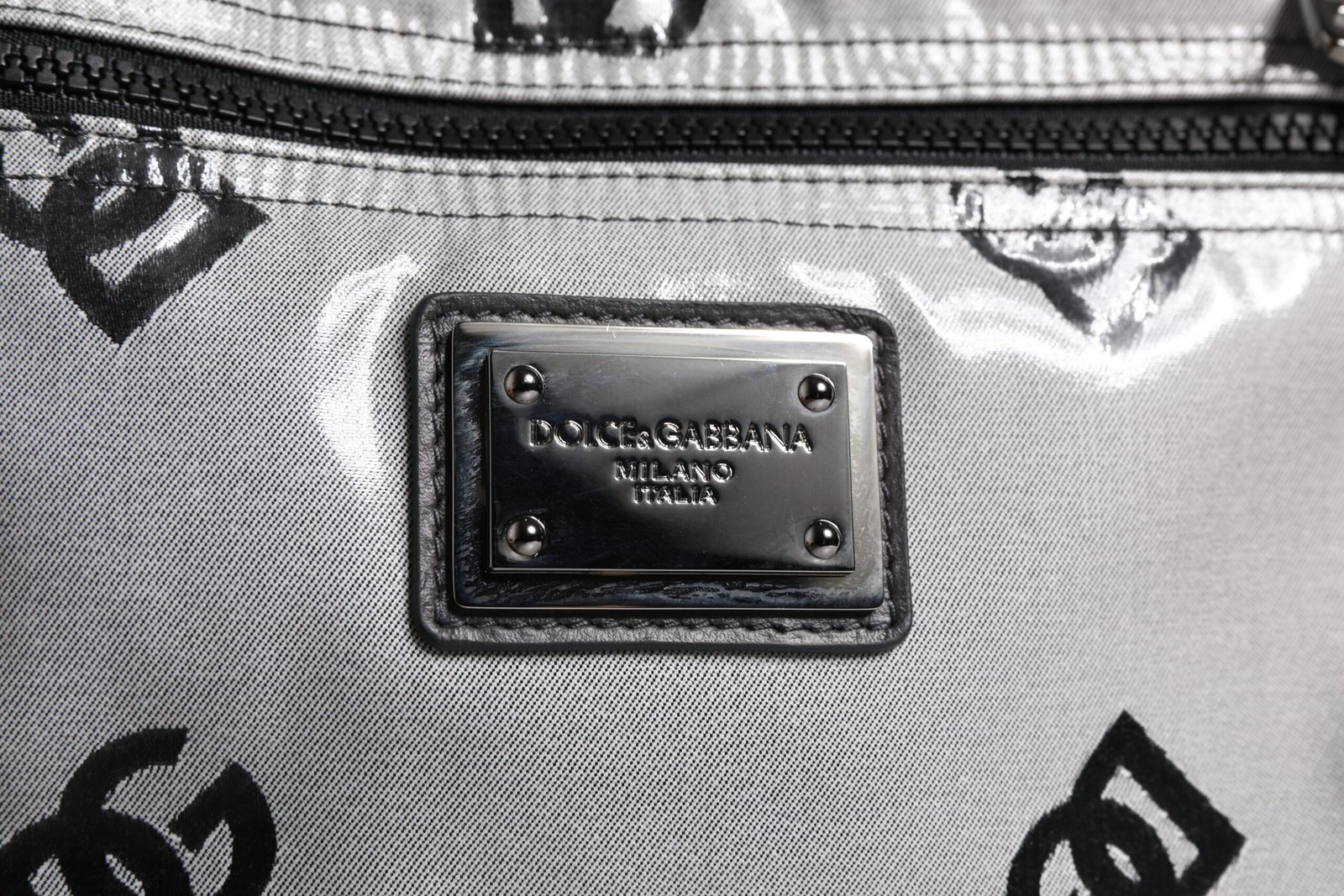 Dolce & Gabbana Polyester Gray Black DG Logo Plaque Backpack Bag - Image 3