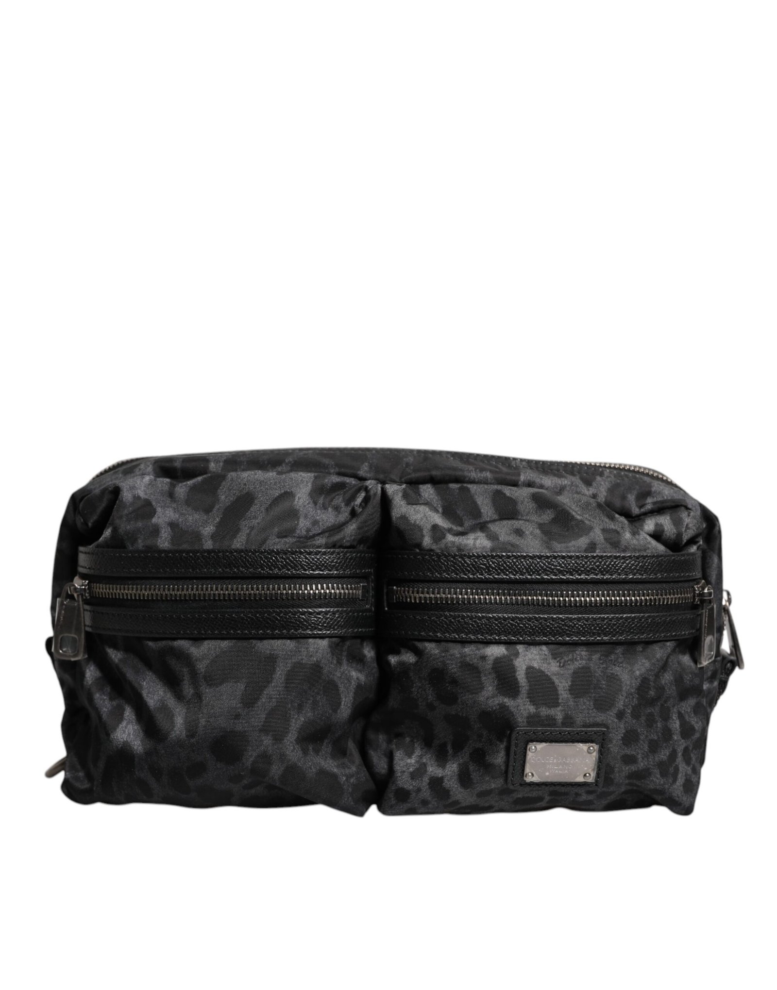 Dolce & Gabbana Black Gray Leopard DG Logo Belt Waist Fanny Pack Bag - Image 2
