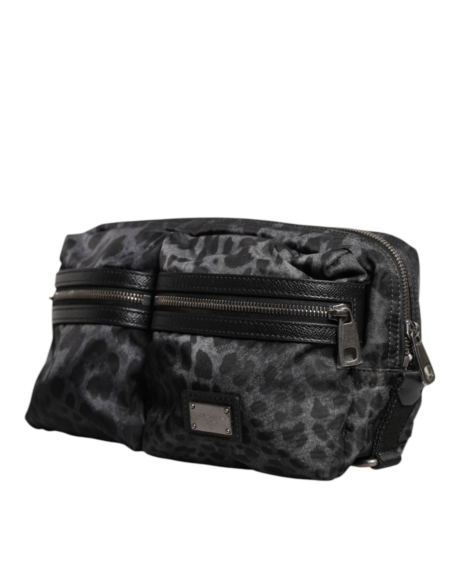 Dolce & Gabbana Black Gray Leopard DG Logo Belt Waist Fanny Pack Bag - Image 3