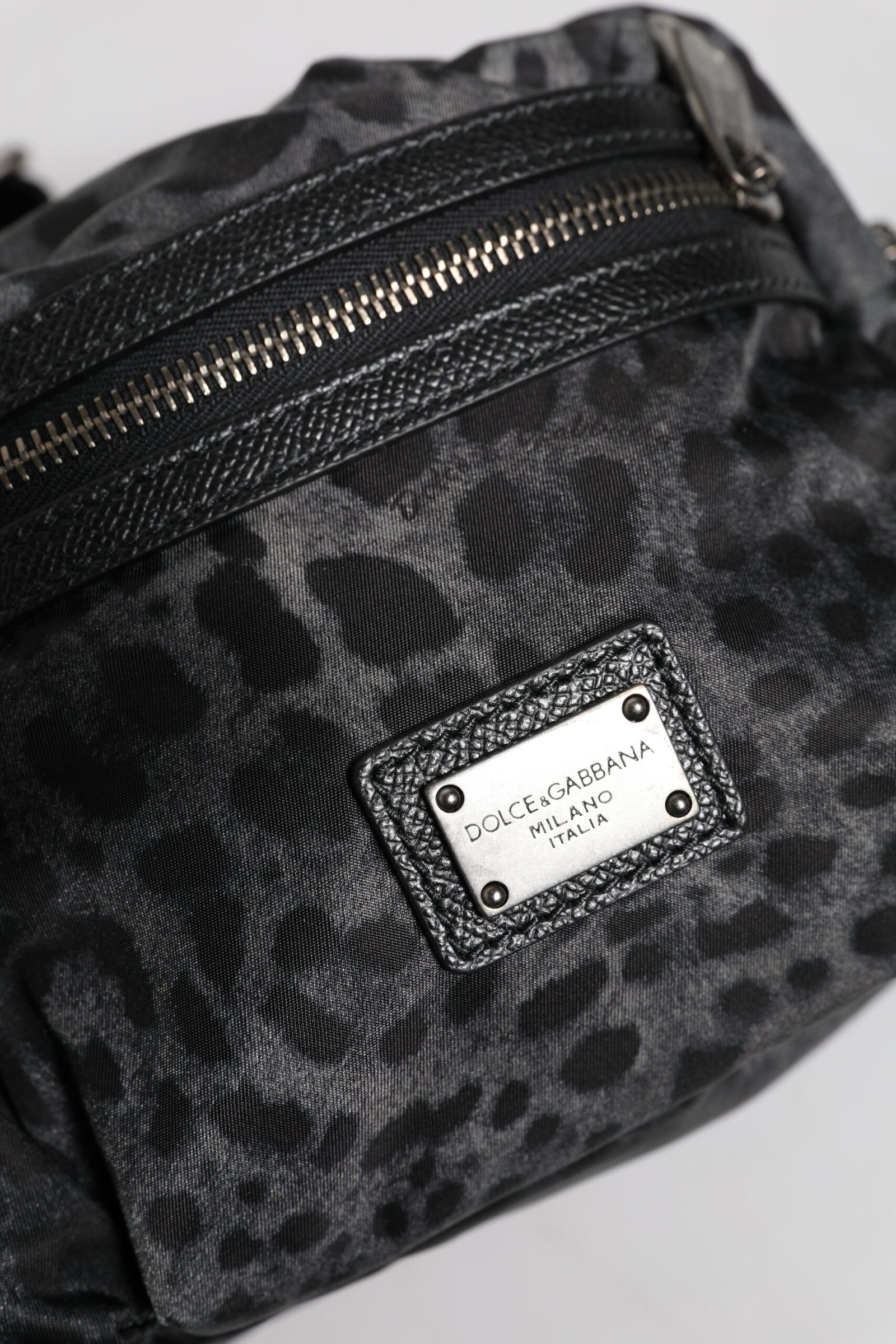 Dolce & Gabbana Black Gray Leopard DG Logo Belt Waist Fanny Pack Bag - Image 6