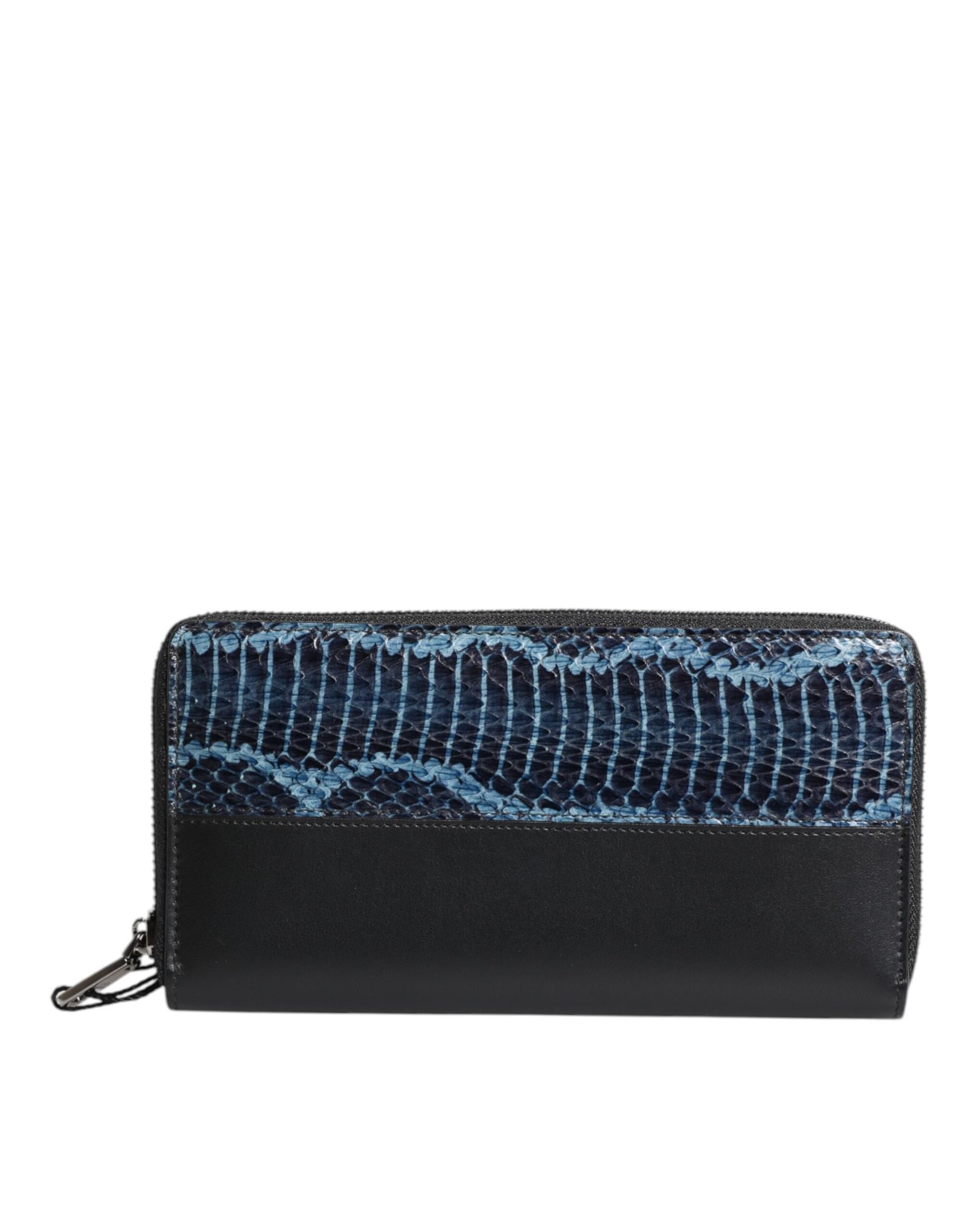 Dolce & Gabbana Black Blue Exotic Leather Embossed Continental Wallet - Image 4