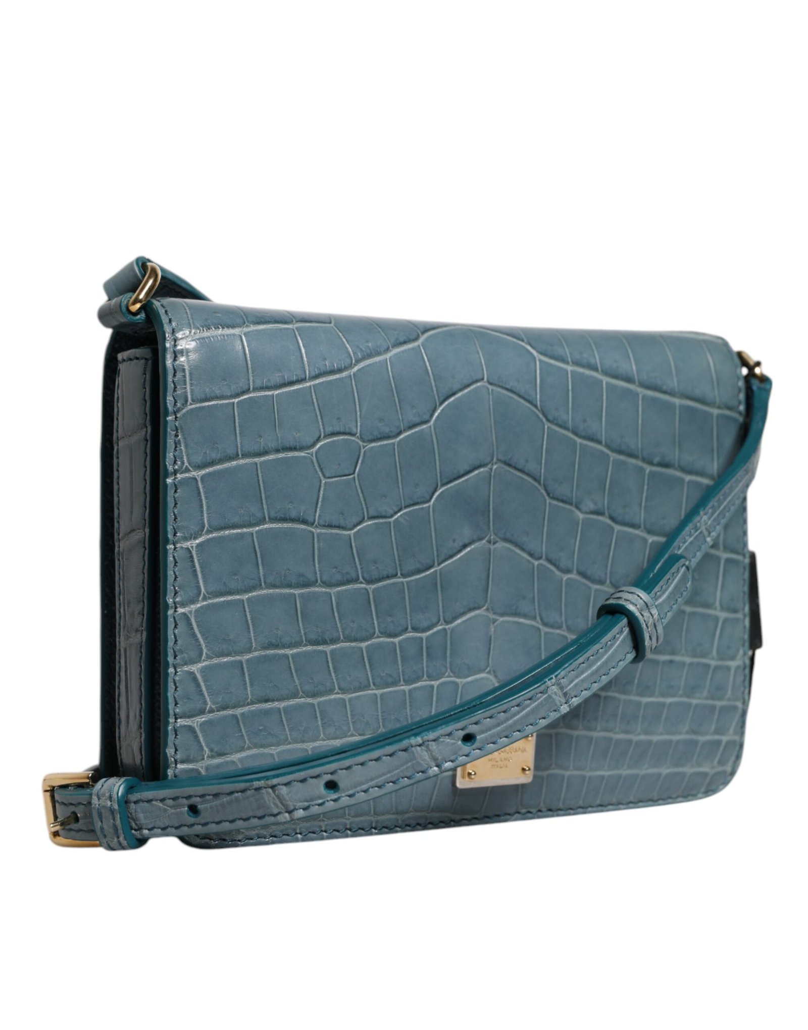 Dolce & Gabbana Green Exotic Leather DG Plaque Crossbody Mini Bag - Image 4