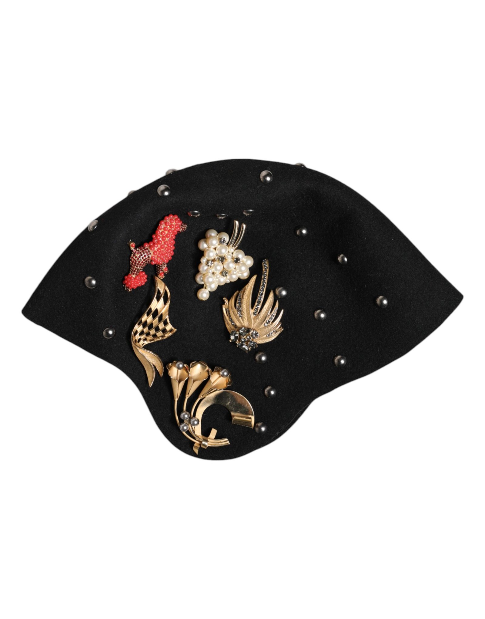 Dolce & Gabbana Black Wool Multicolor Embellished Cloche Hat - Image 5