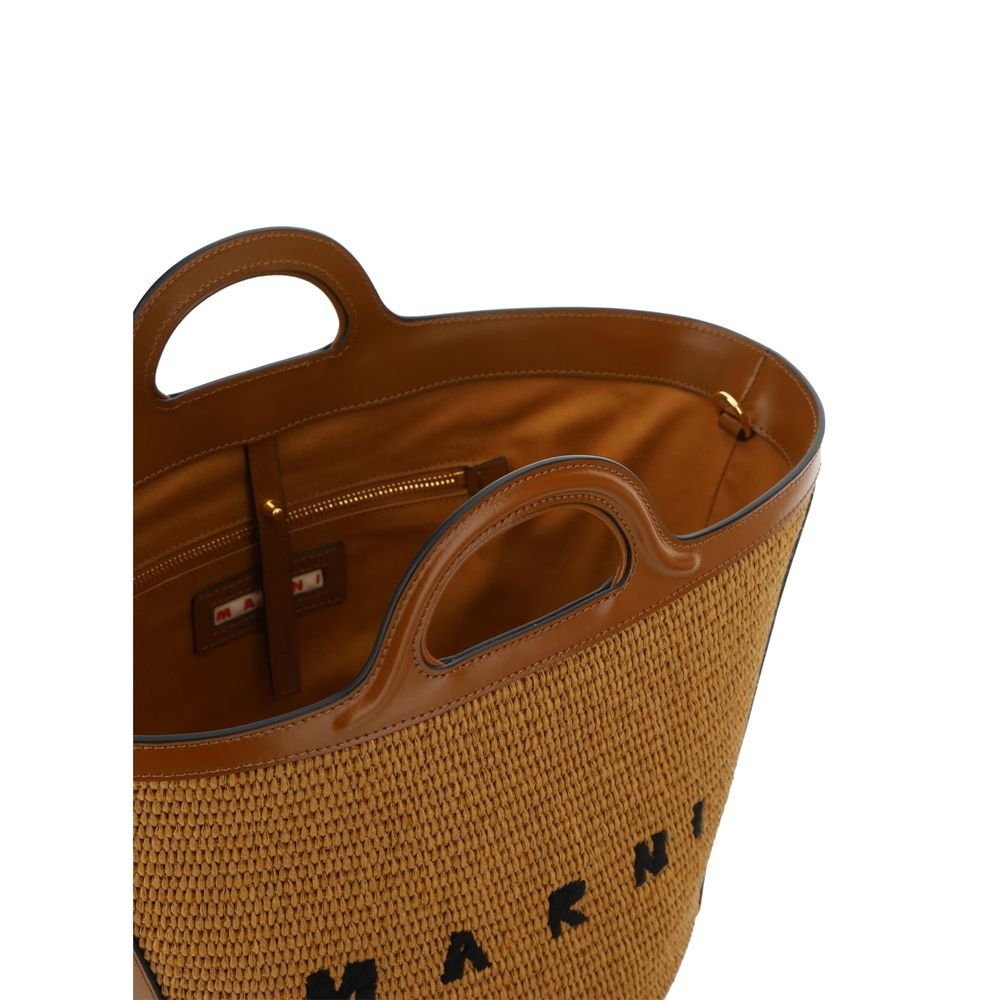 Marni Brown Cotton Shoulder Bag - Image 4