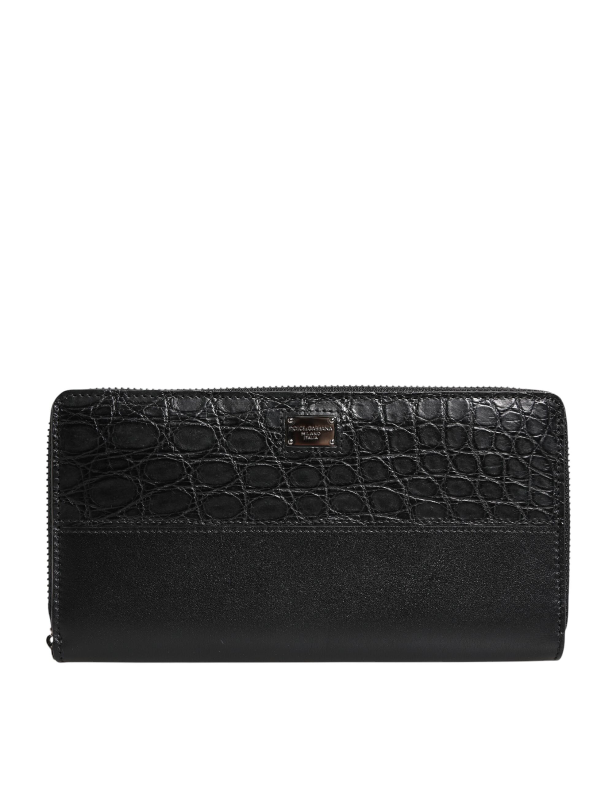 Dolce & Gabbana Black Leather Logo Plaque Zip Around Continental Wallet - Image 2