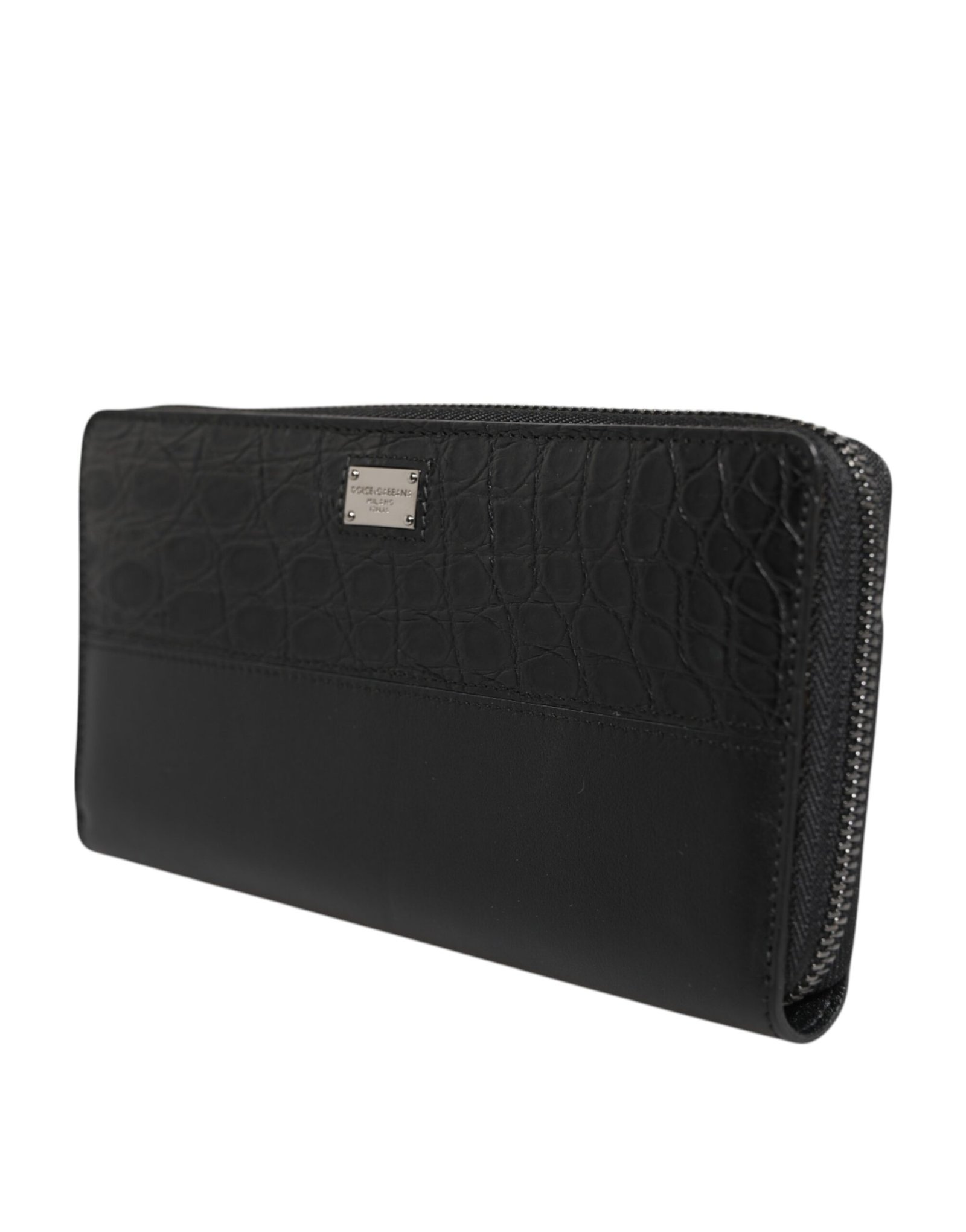 Dolce & Gabbana Black Leather Logo Plaque Zip Around Continental Wallet - Image 3