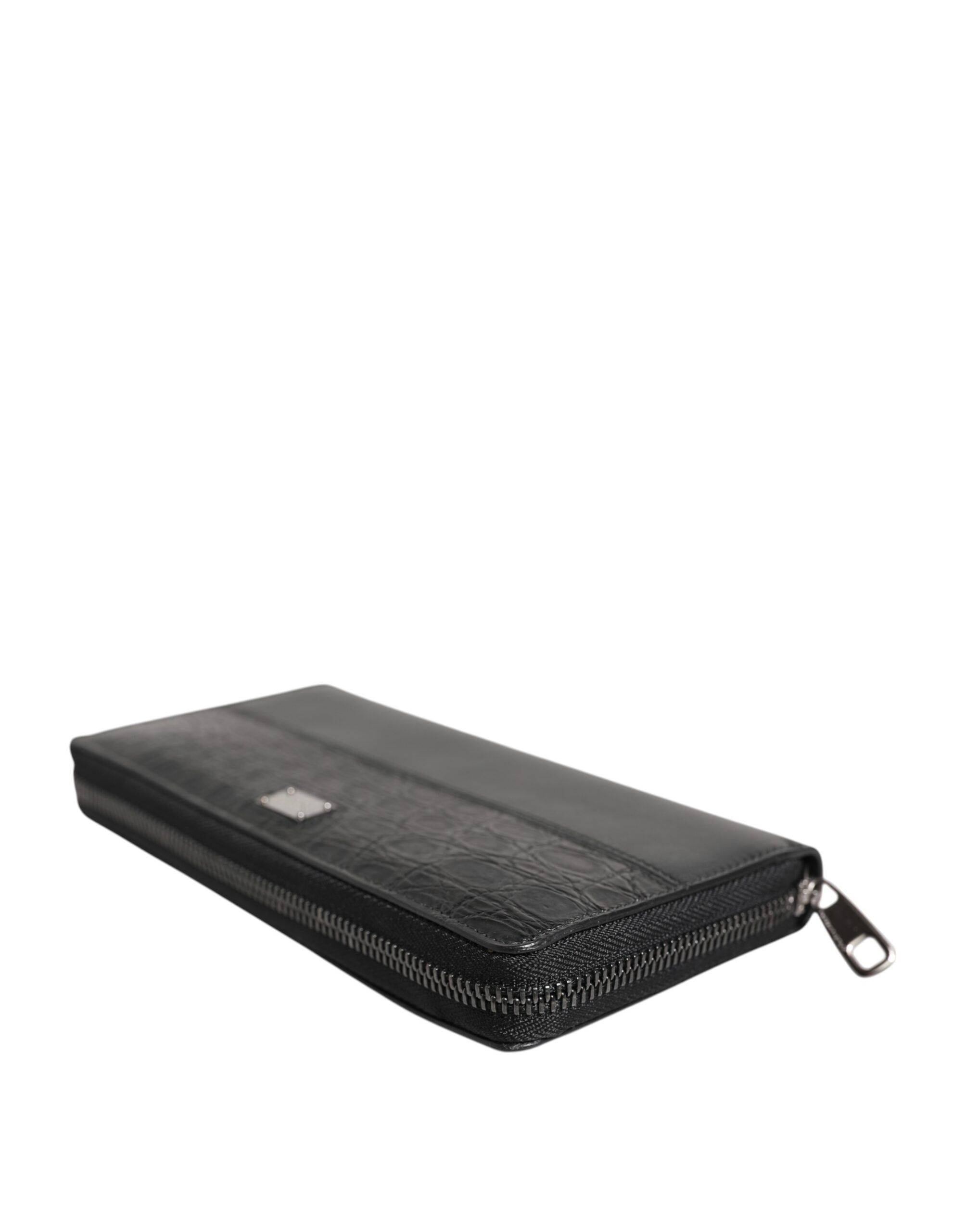 Dolce & Gabbana Black Leather Logo Plaque Zip Around Continental Wallet - Image 5