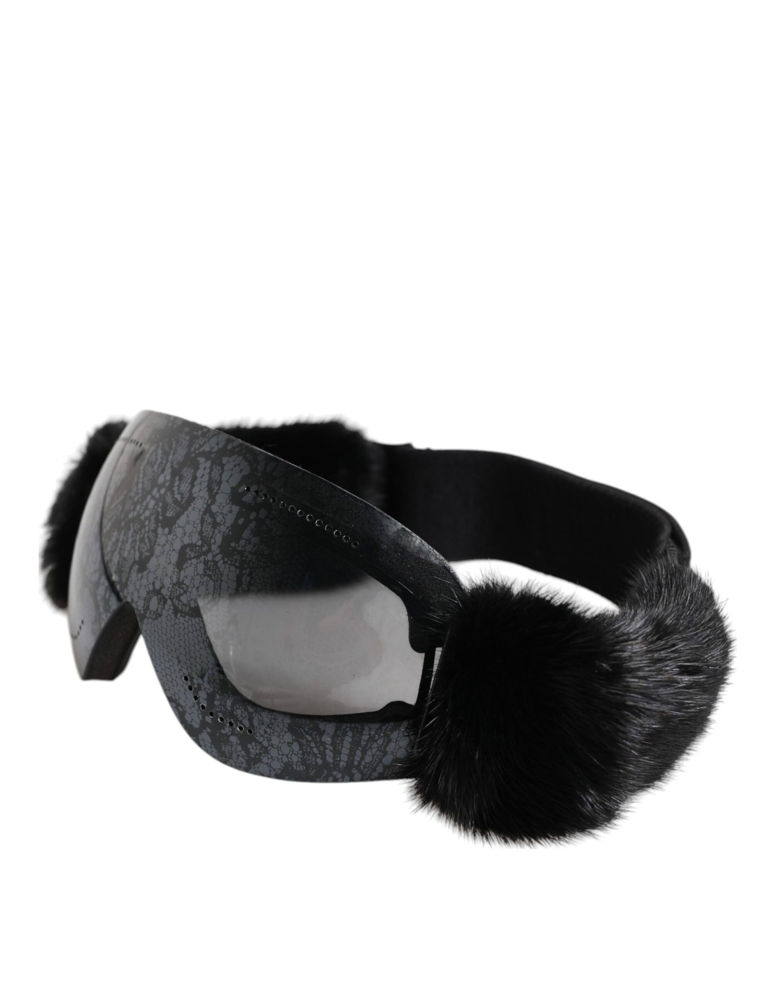 Dolce & Gabbana Black Bi0759 Lace Mirrored Ski Goggles Mask Sunglasses - Image 3