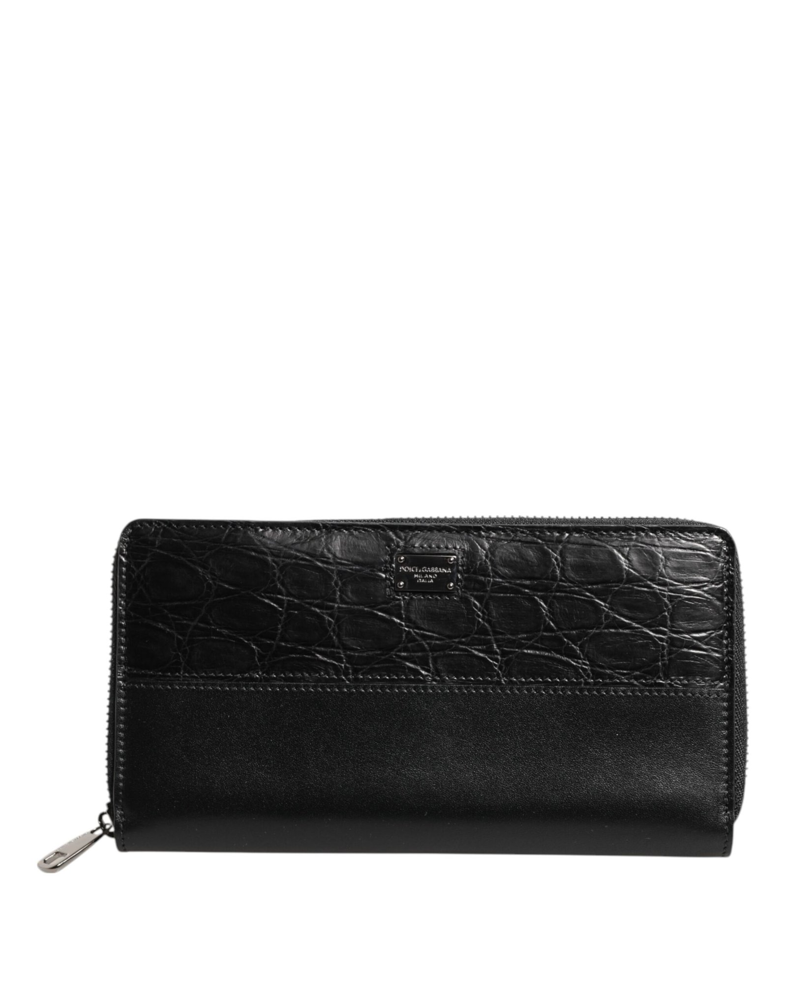 Dolce & Gabbana Black Leather Logo Plaque Zip Around Continental Wallet - Image 2