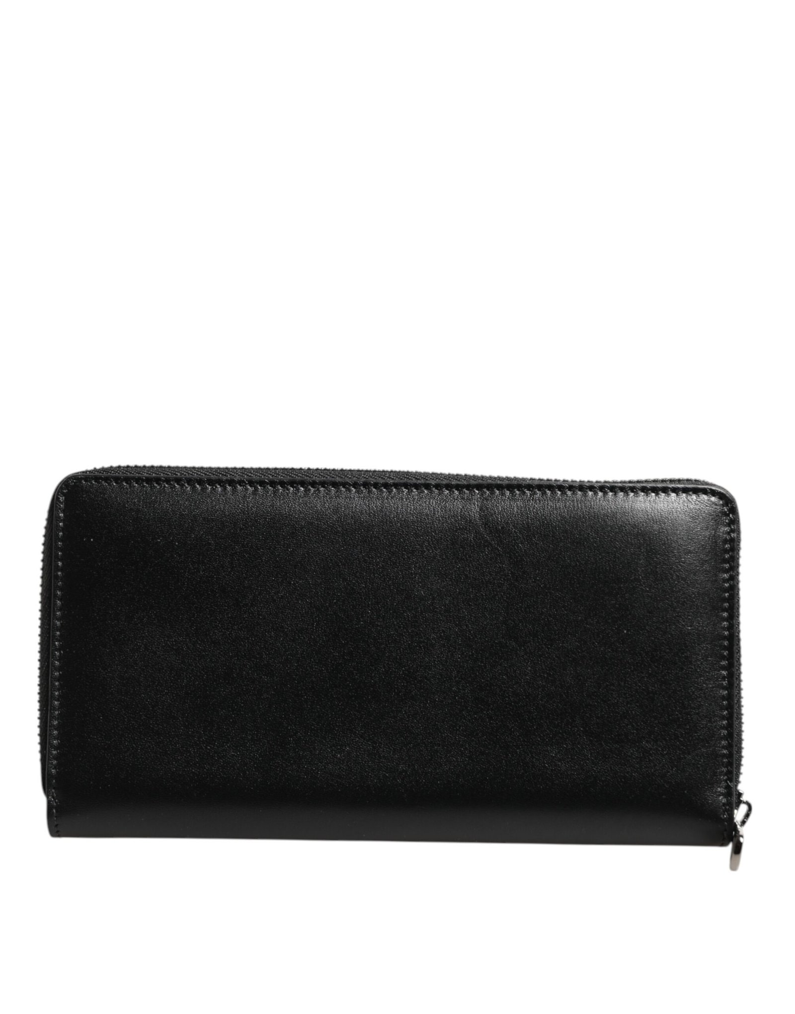 Dolce & Gabbana Black Leather Logo Plaque Zip Around Continental Wallet - Image 4