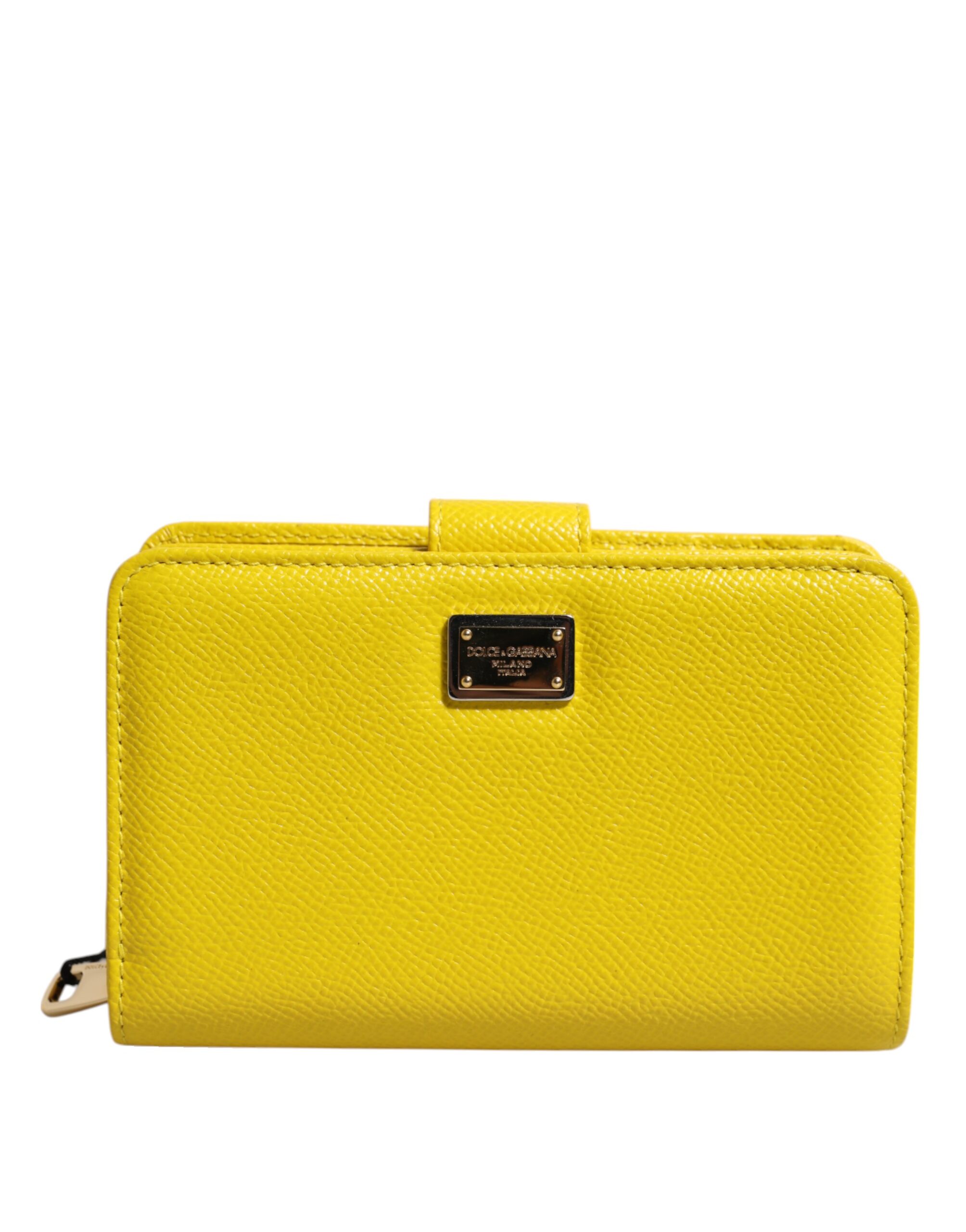 Dolce & Gabbana Yellow Leather Bifold Continental Clutch Wallet - Image 2