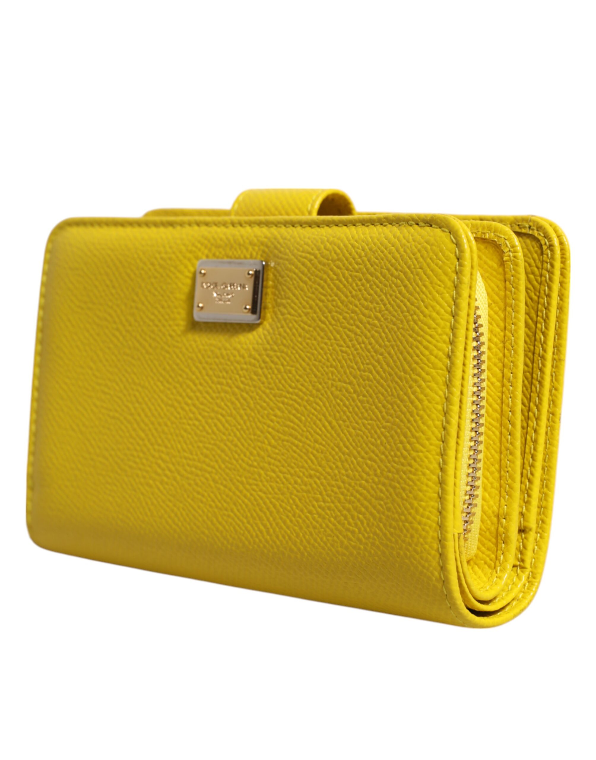 Dolce & Gabbana Yellow Leather Bifold Continental Clutch Wallet - Image 3