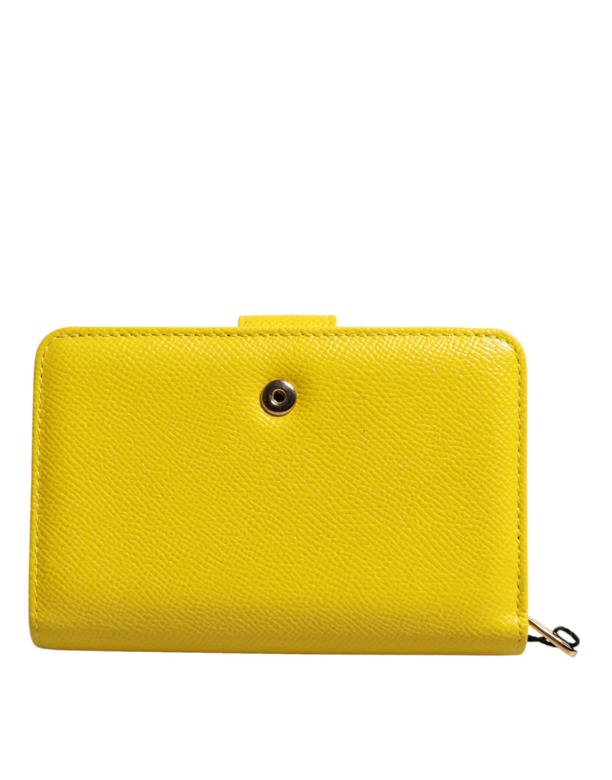Dolce & Gabbana Yellow Leather Bifold Continental Clutch Wallet - Image 4